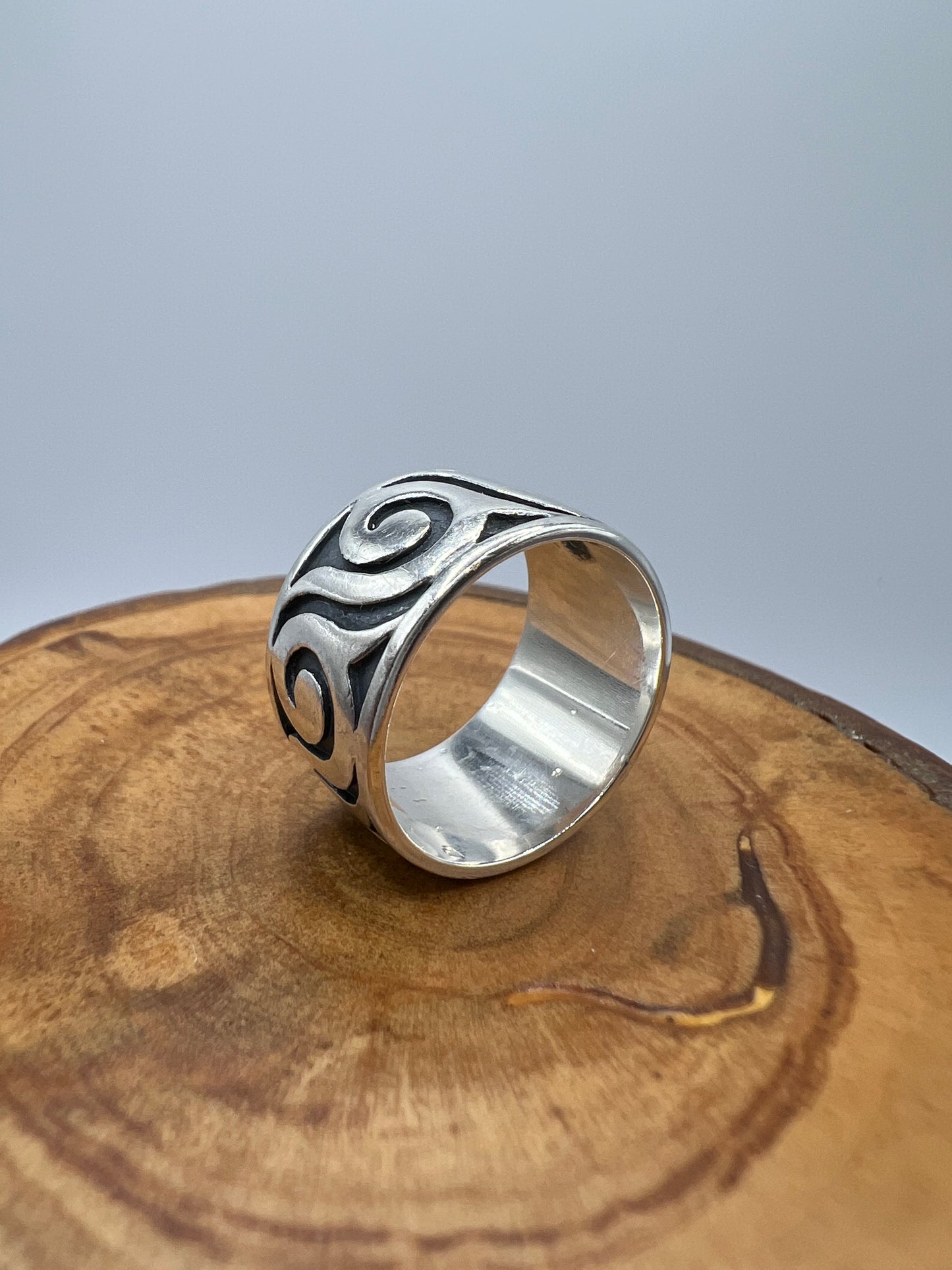 Sterling Silver Wave Eternity Wide Band - Size 7