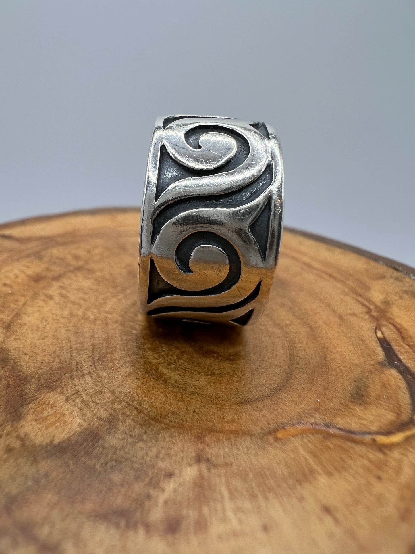 Sterling Silver Wave Eternity Wide Band - Size 7