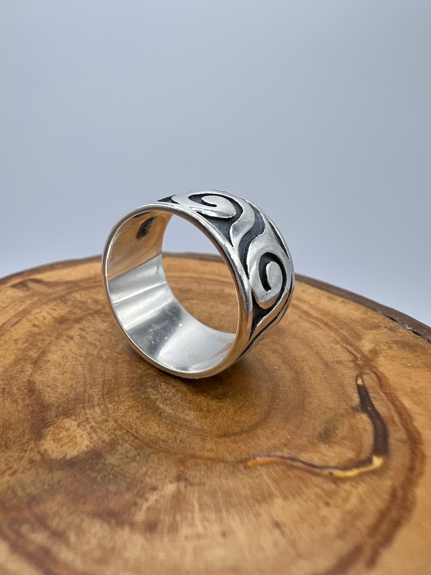Sterling Silver Wave Eternity Wide Band - Size 7