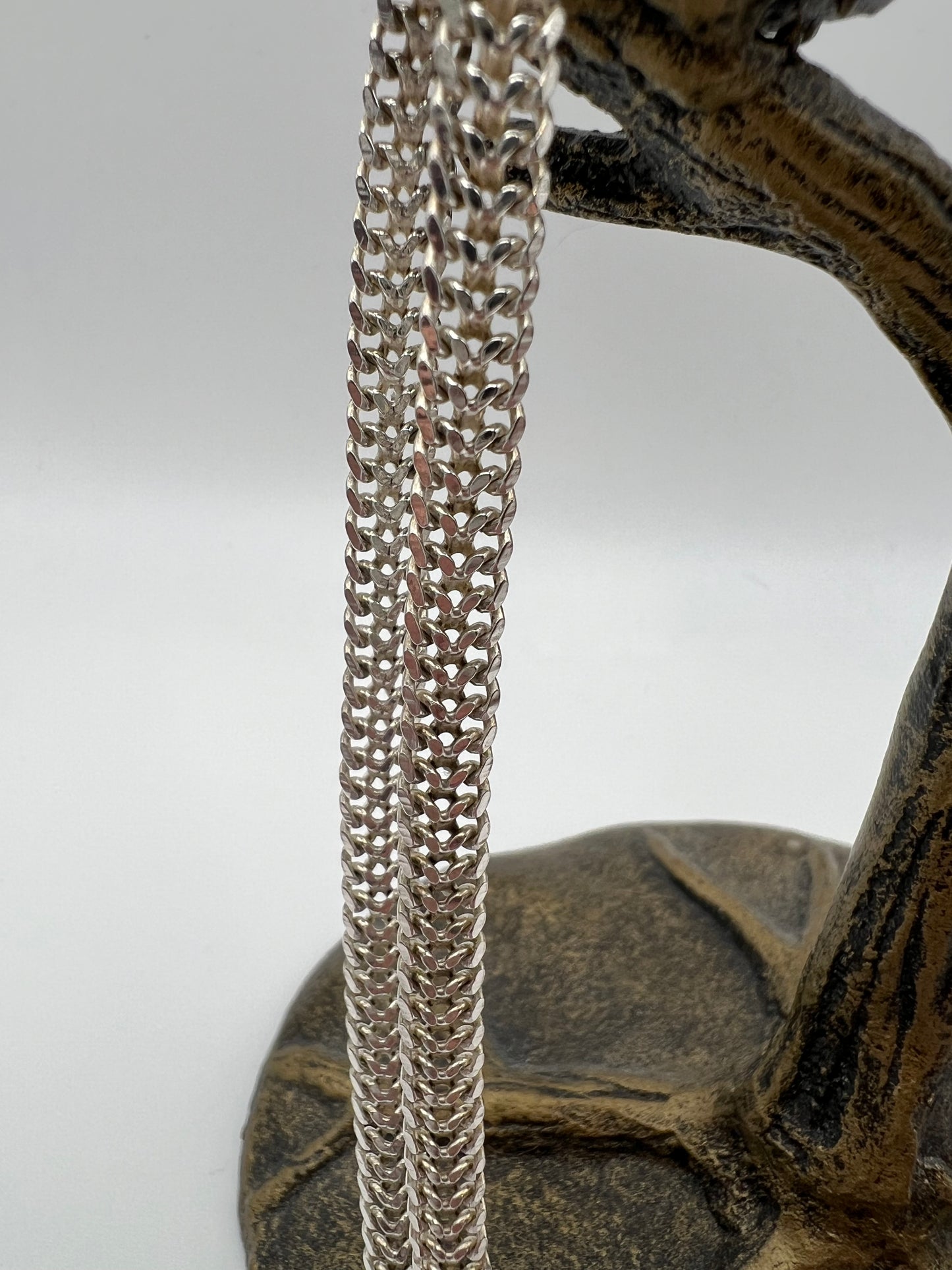 Vintage 23 3/8” Sterling Silver Double Curb Chain Necklace 22.77g made in Italy