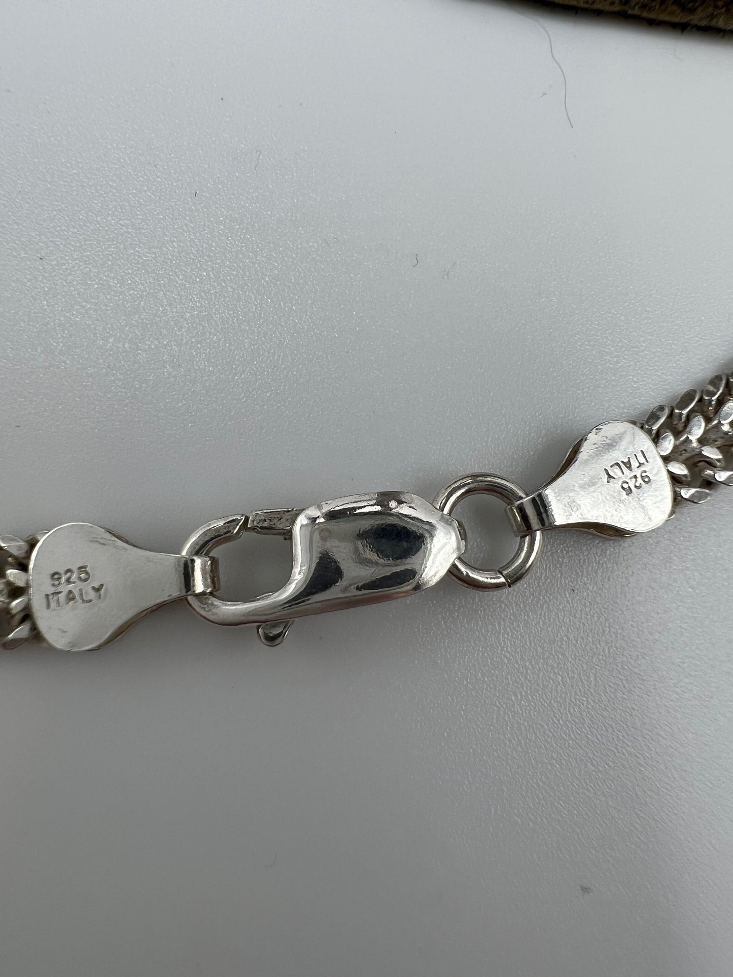 Vintage 23 3/8” Sterling Silver Double Curb Chain Necklace 22.77g made in Italy