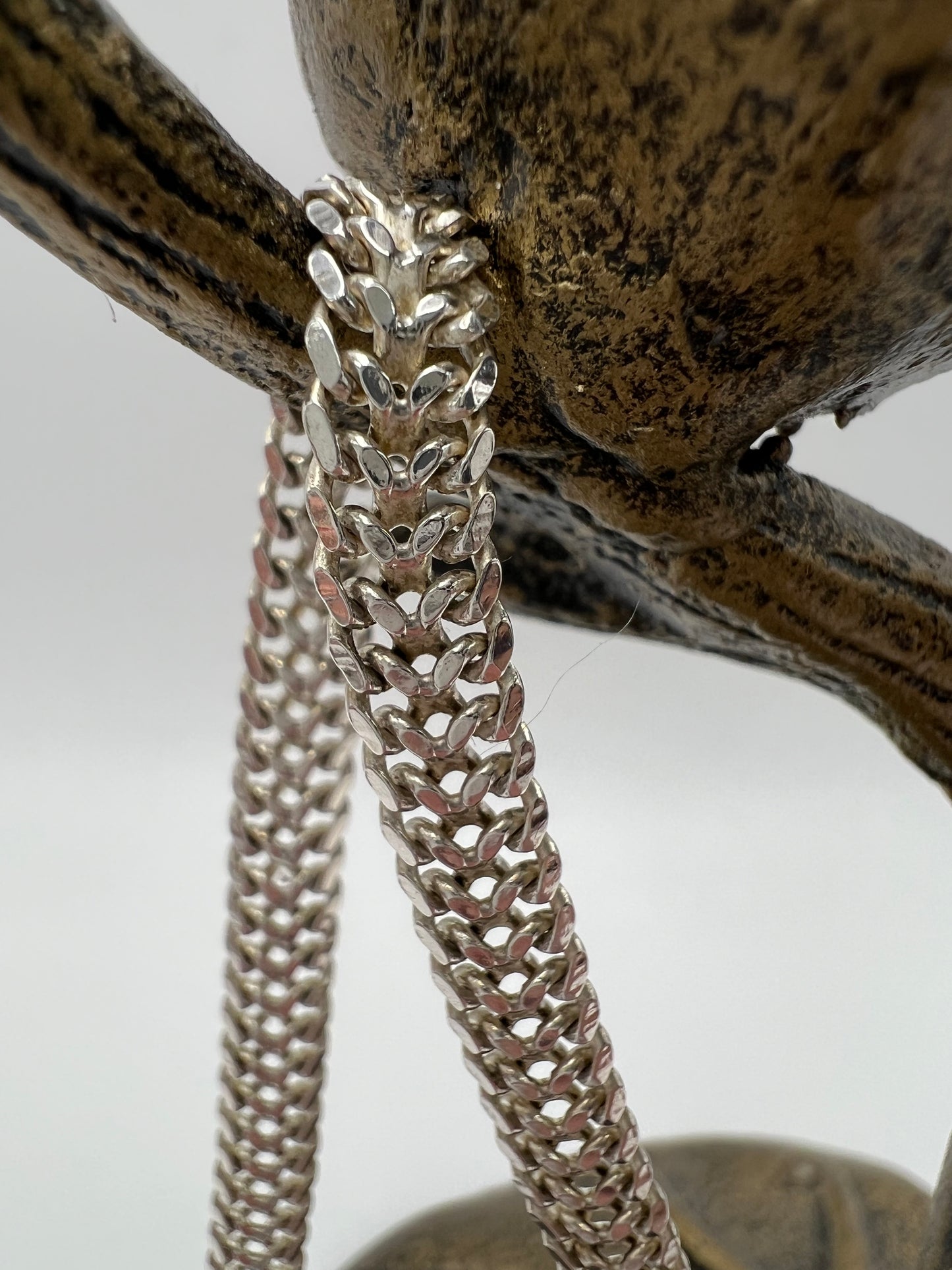 Vintage 23 3/8” Sterling Silver Double Curb Chain Necklace 22.77g made in Italy
