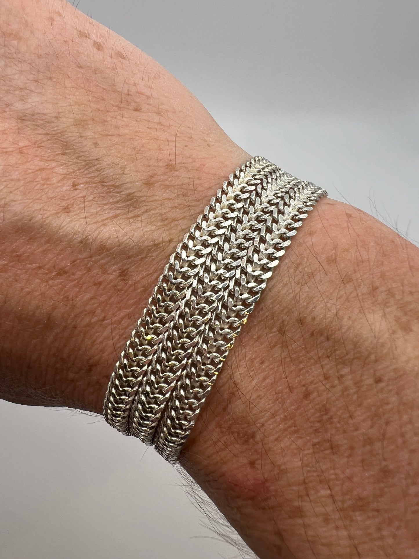 Vintage 23 3/8” Sterling Silver Double Curb Chain Necklace 22.77g made in Italy