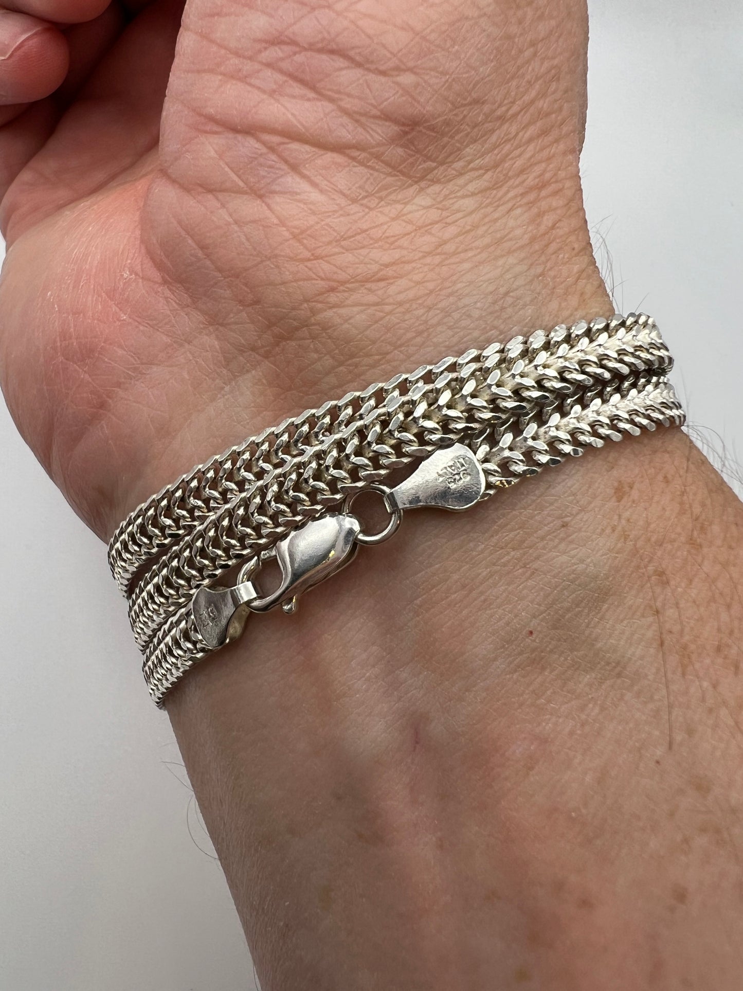 Vintage 23 3/8” Sterling Silver Double Curb Chain Necklace 22.77g made in Italy