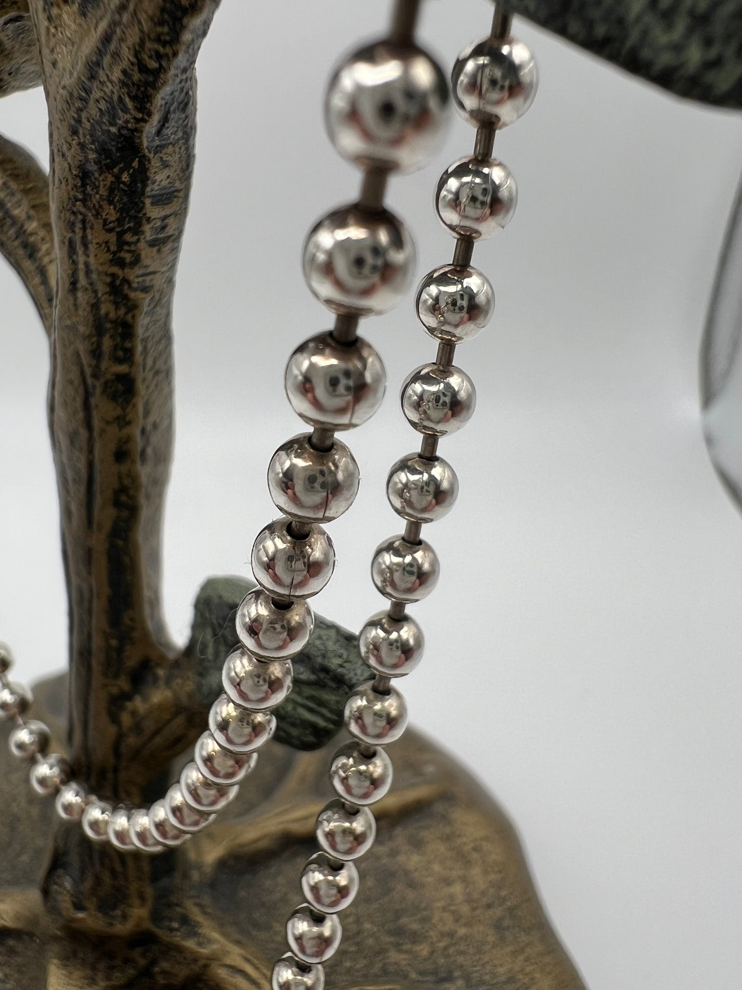 Vintage Sterling Silver Ball Chain Necklace 4mm - 24g - 20.25” Made in Italy