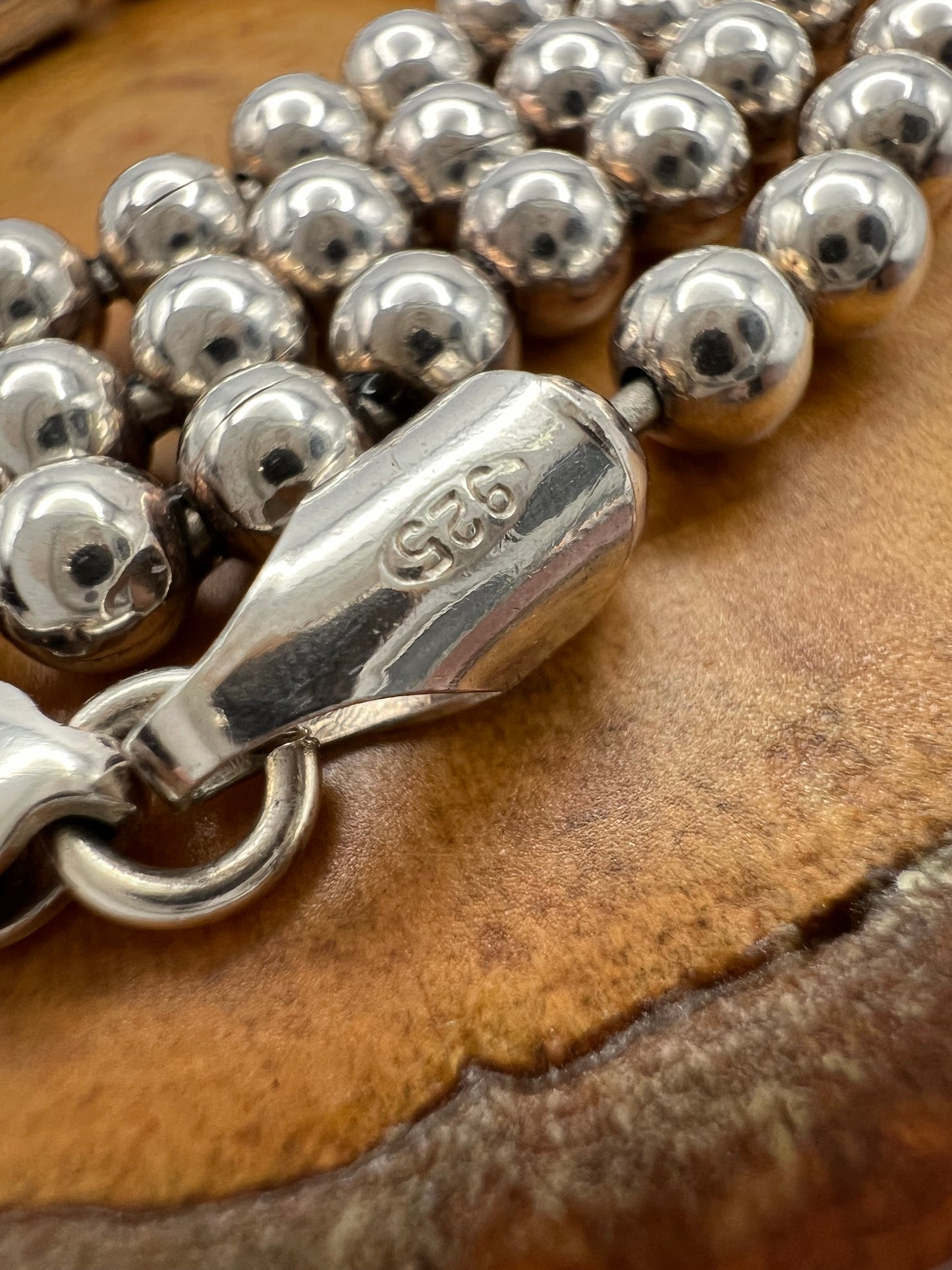 Vintage Sterling Silver Ball Chain Necklace 4mm - 24g - 20.25” Made in Italy