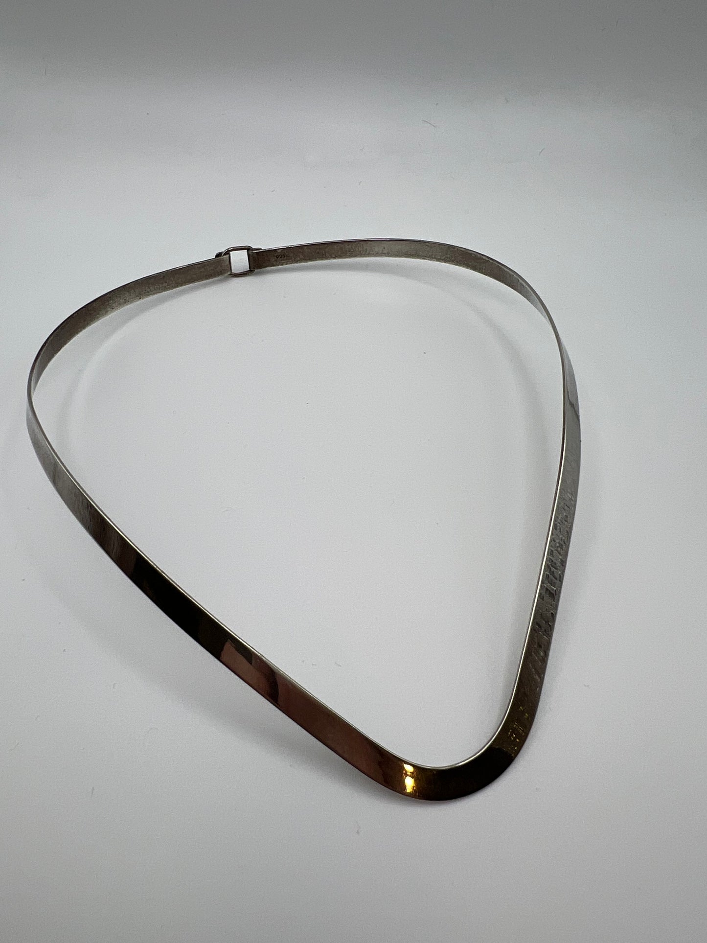 Vintage Solid Sterling Silver Collar Necklace With Clasp