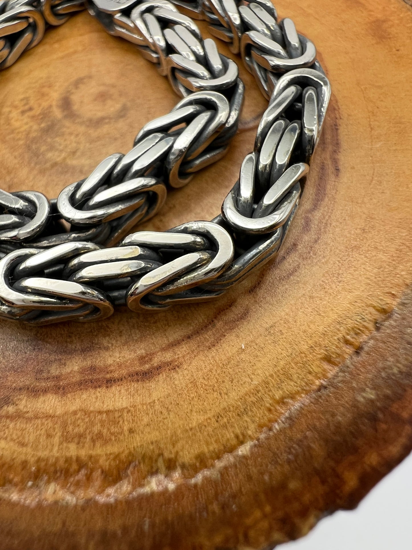 Italian Sterling Silver Square Byzantine Chain Bracelet 7.75”