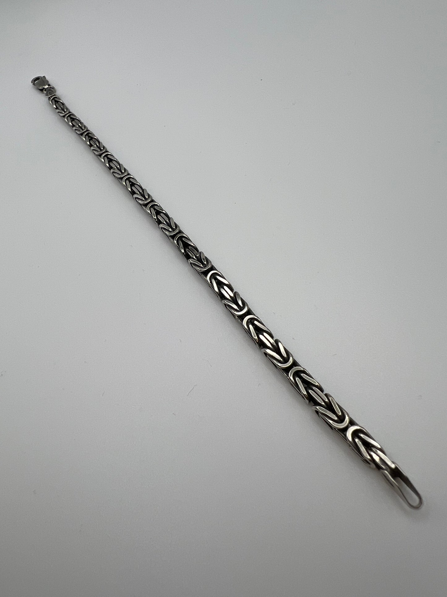 Italian Sterling Silver Square Byzantine Chain Bracelet 7.75”