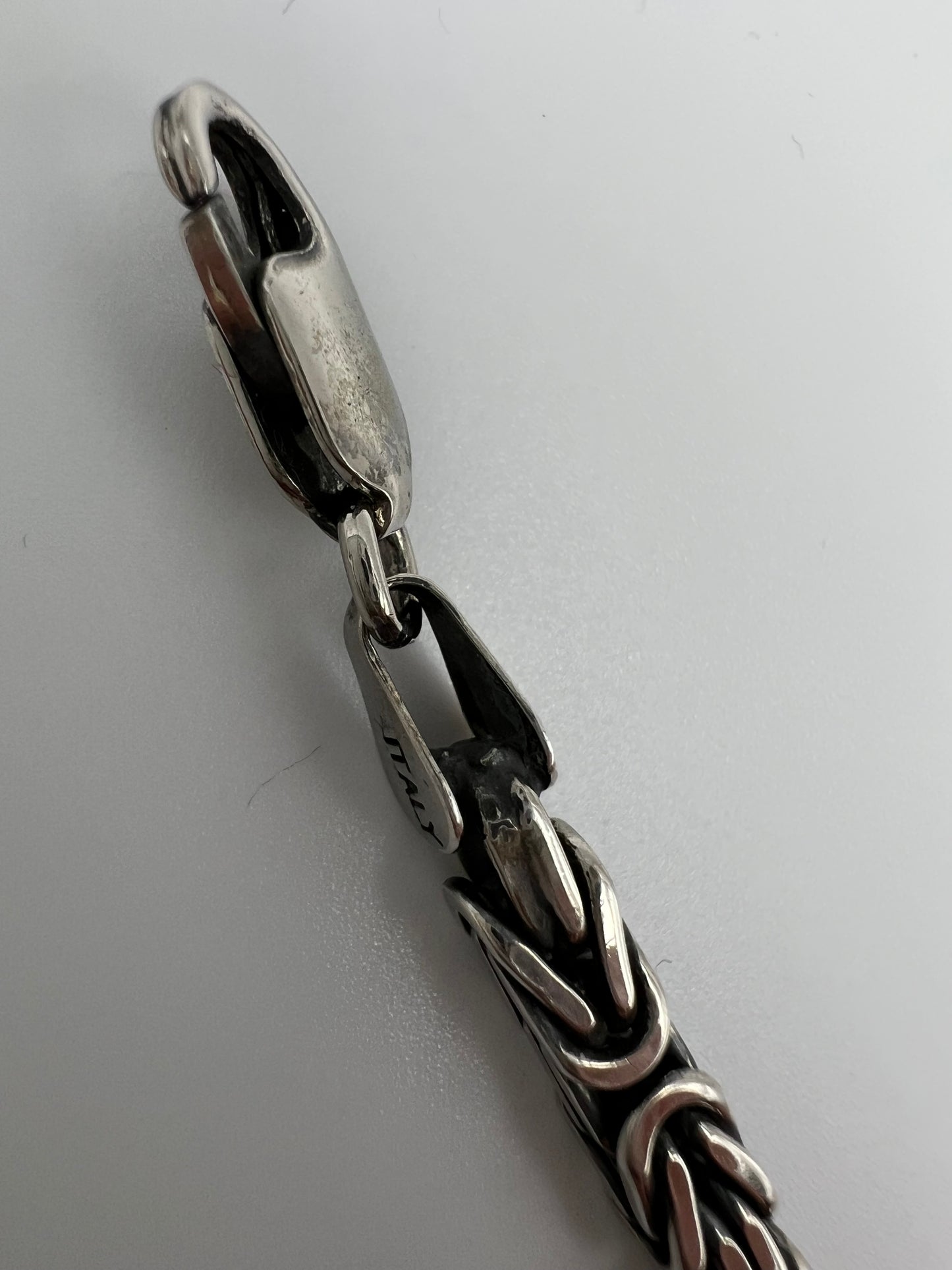 Italian Sterling Silver Square Byzantine Chain Bracelet 7.75”