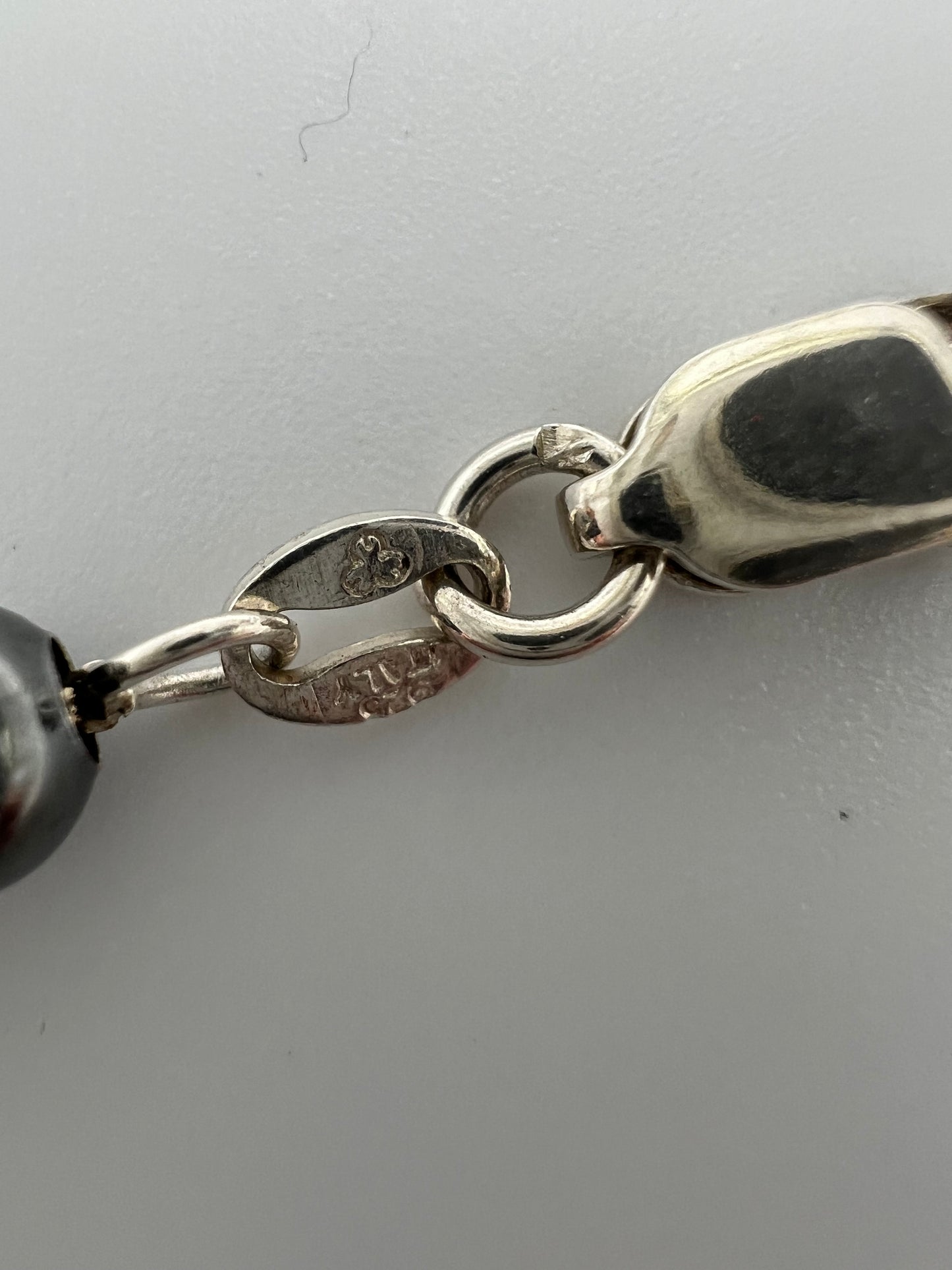 Vintage Two Tone Sterling Silver 18” Beaded Necklace on Italian 925 Chain.