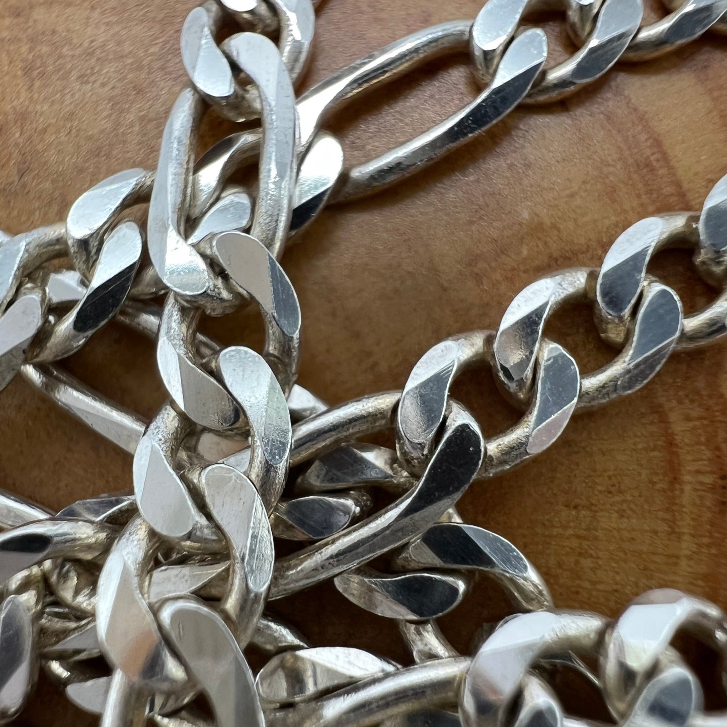 Classic Sterling Silver Figaro Chain Necklace 24” Made in Italy