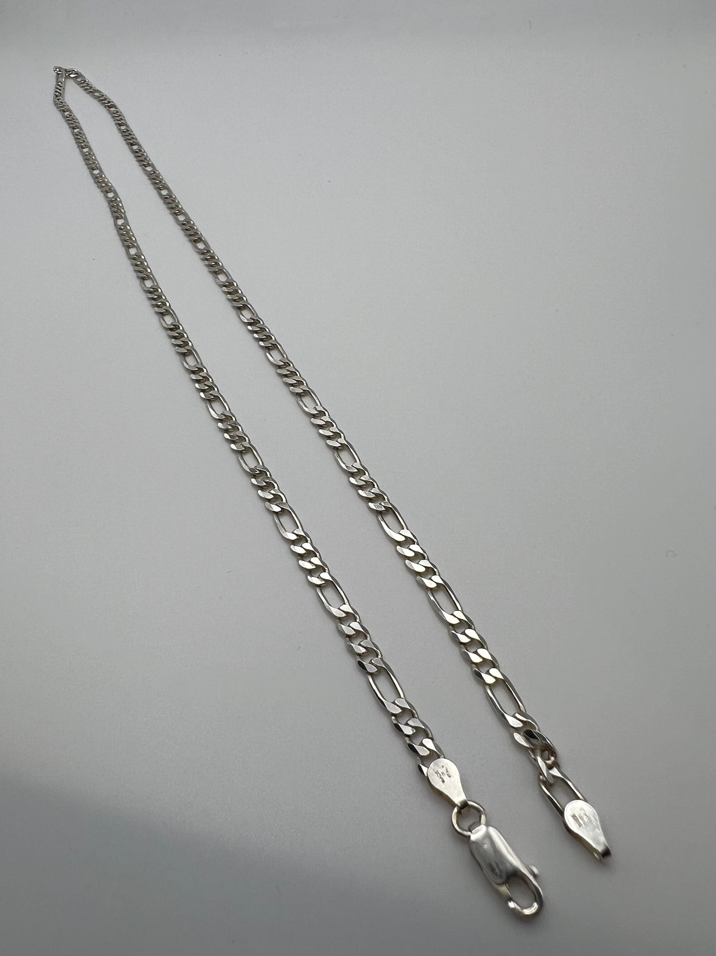 Classic Sterling Silver Figaro Chain Necklace 24” Made in Italy