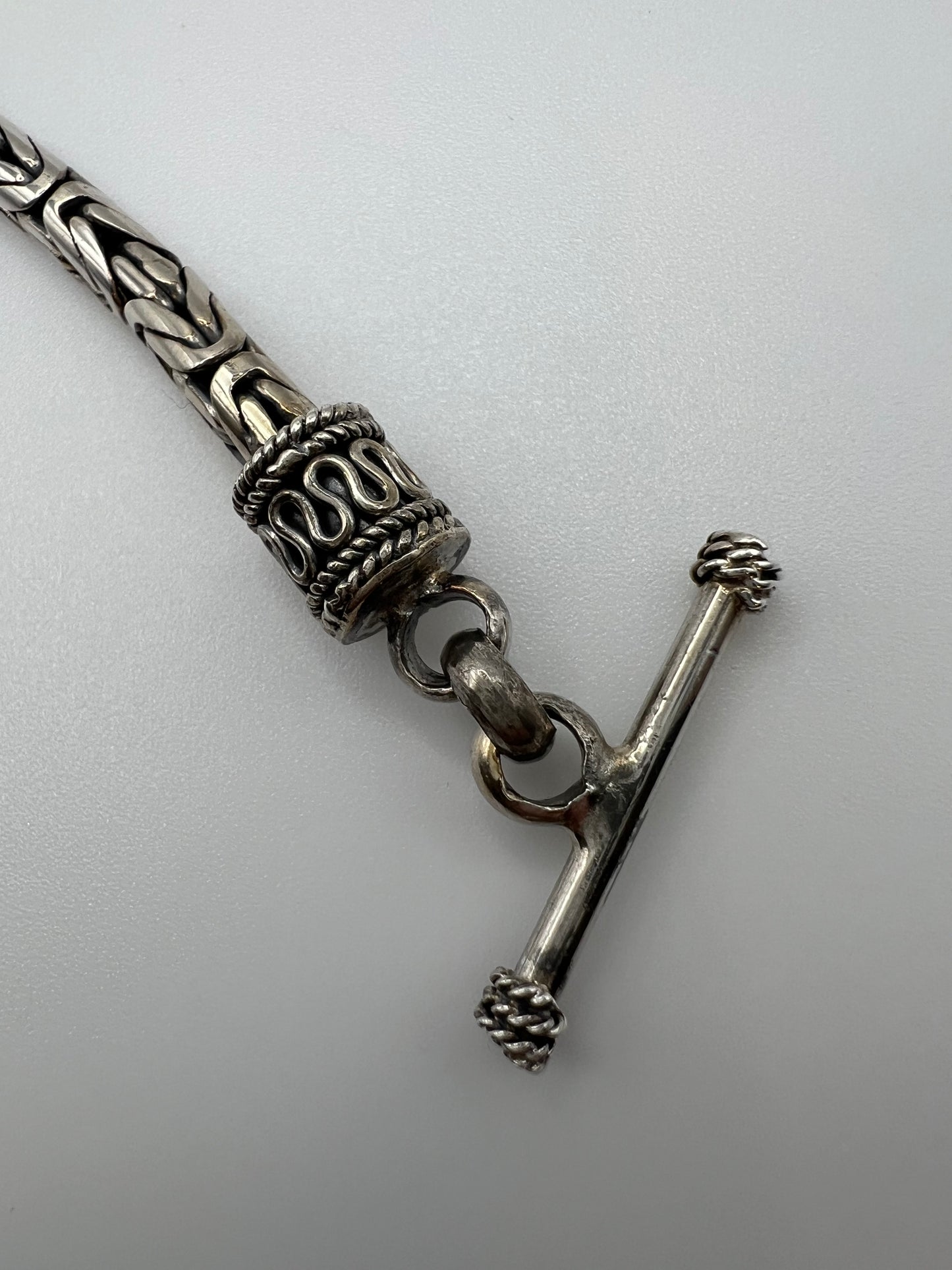 Vintage Sterling Silver Byzantine/ Bali Style Bracelet 9”