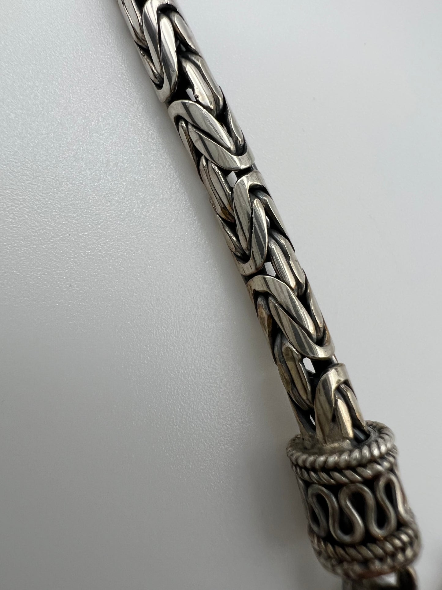 Vintage Sterling Silver Byzantine/ Bali Style Bracelet 9”