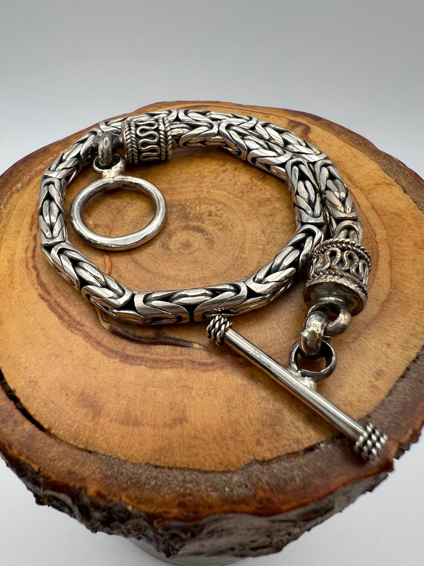 Vintage Sterling Silver Byzantine/ Bali Style Bracelet 9”