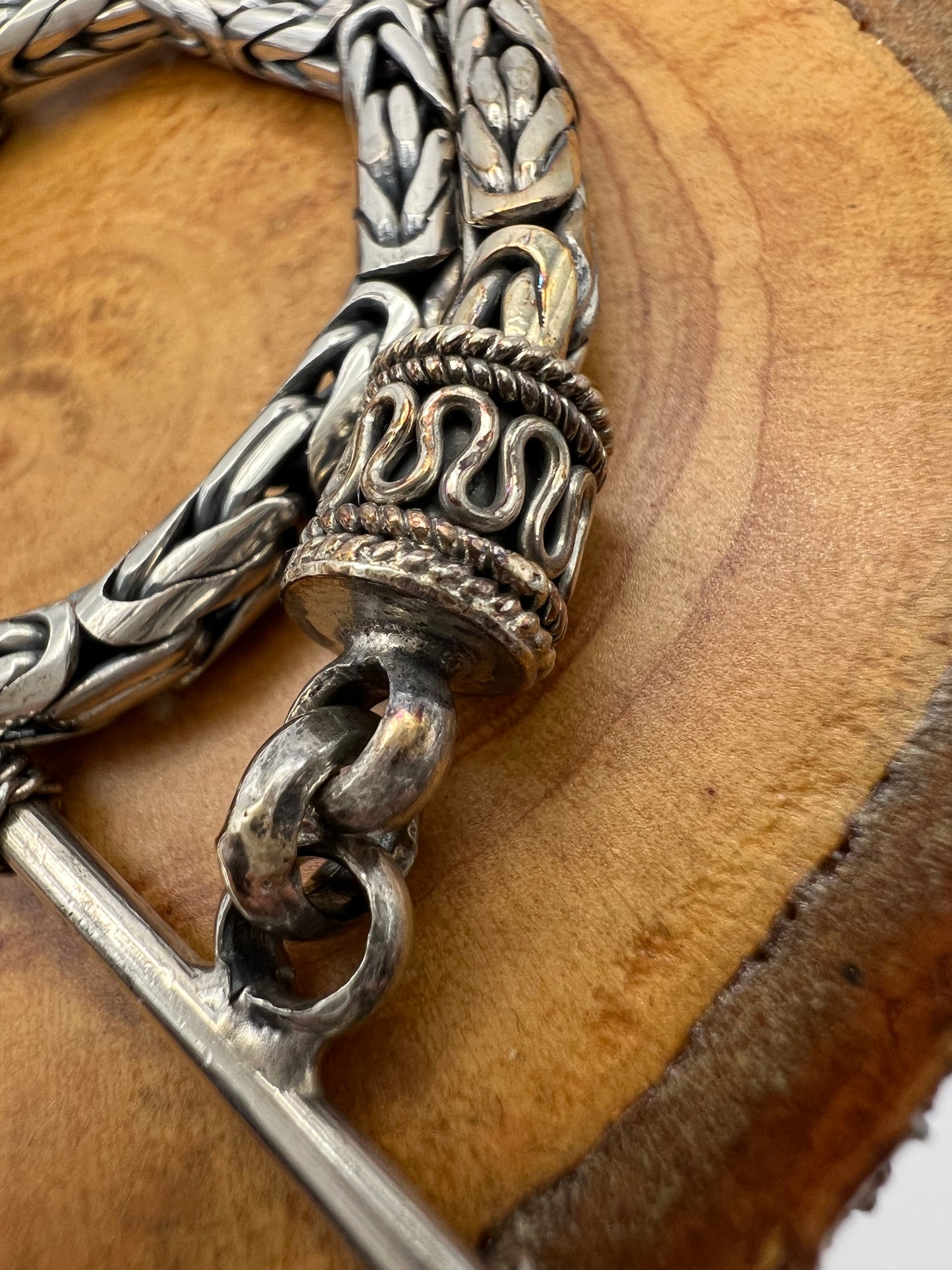 Vintage Sterling Silver Byzantine/ Bali Style Bracelet 9”