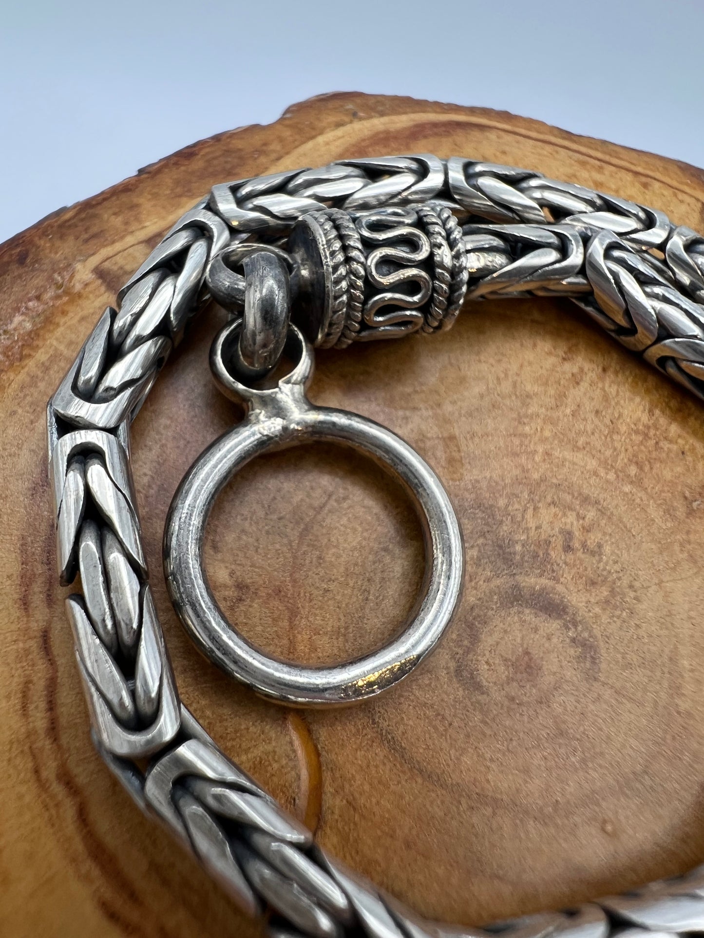 Vintage Sterling Silver Byzantine/ Bali Style Bracelet 9”