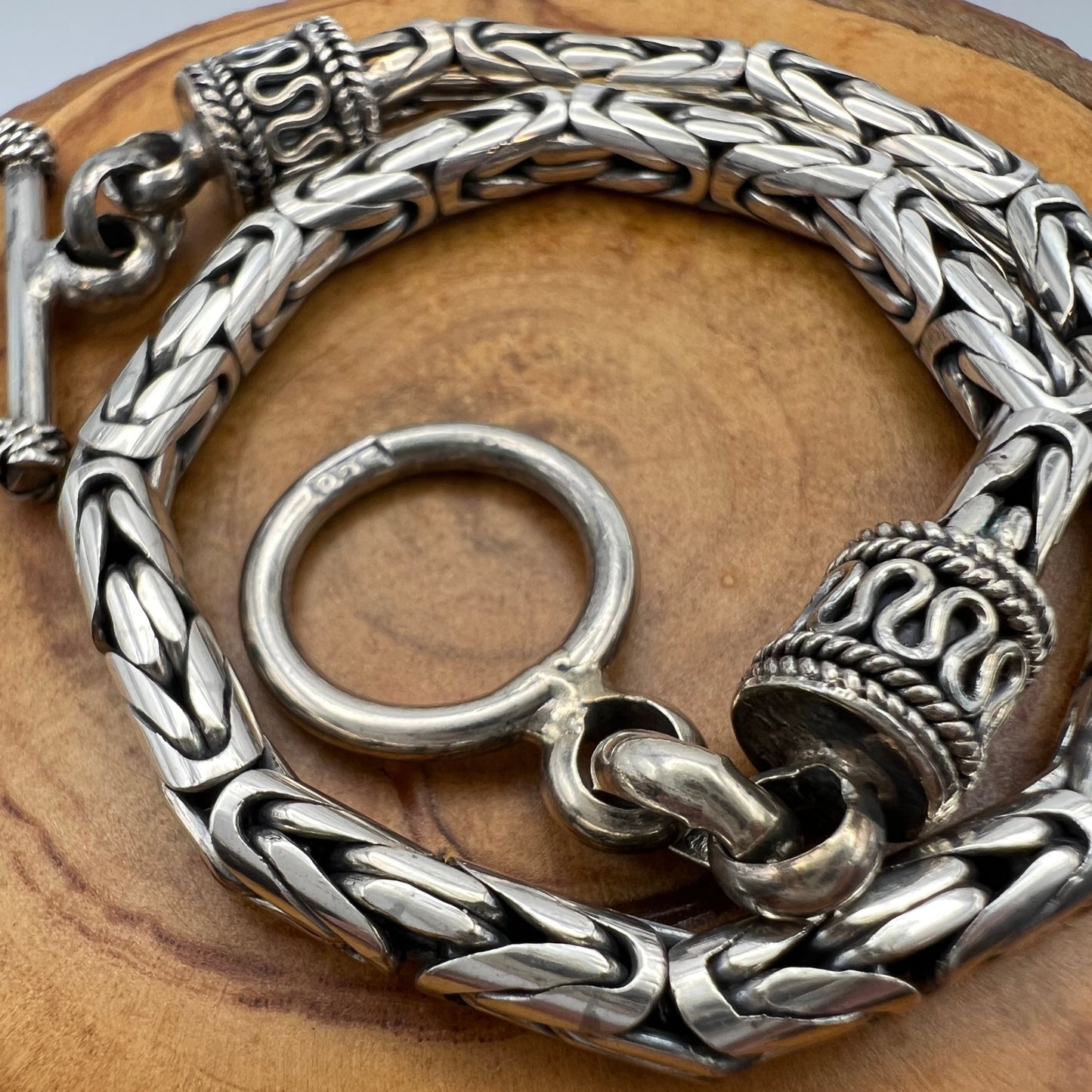 Vintage Sterling Silver Byzantine/ Bali Style Bracelet 9”