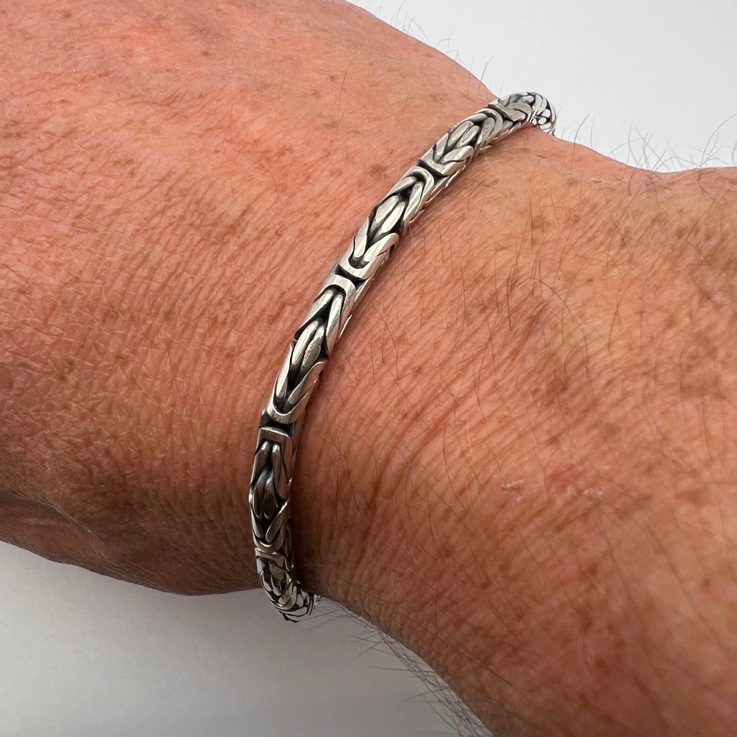 Vintage Sterling Silver Byzantine/ Bali Style Bracelet 9”