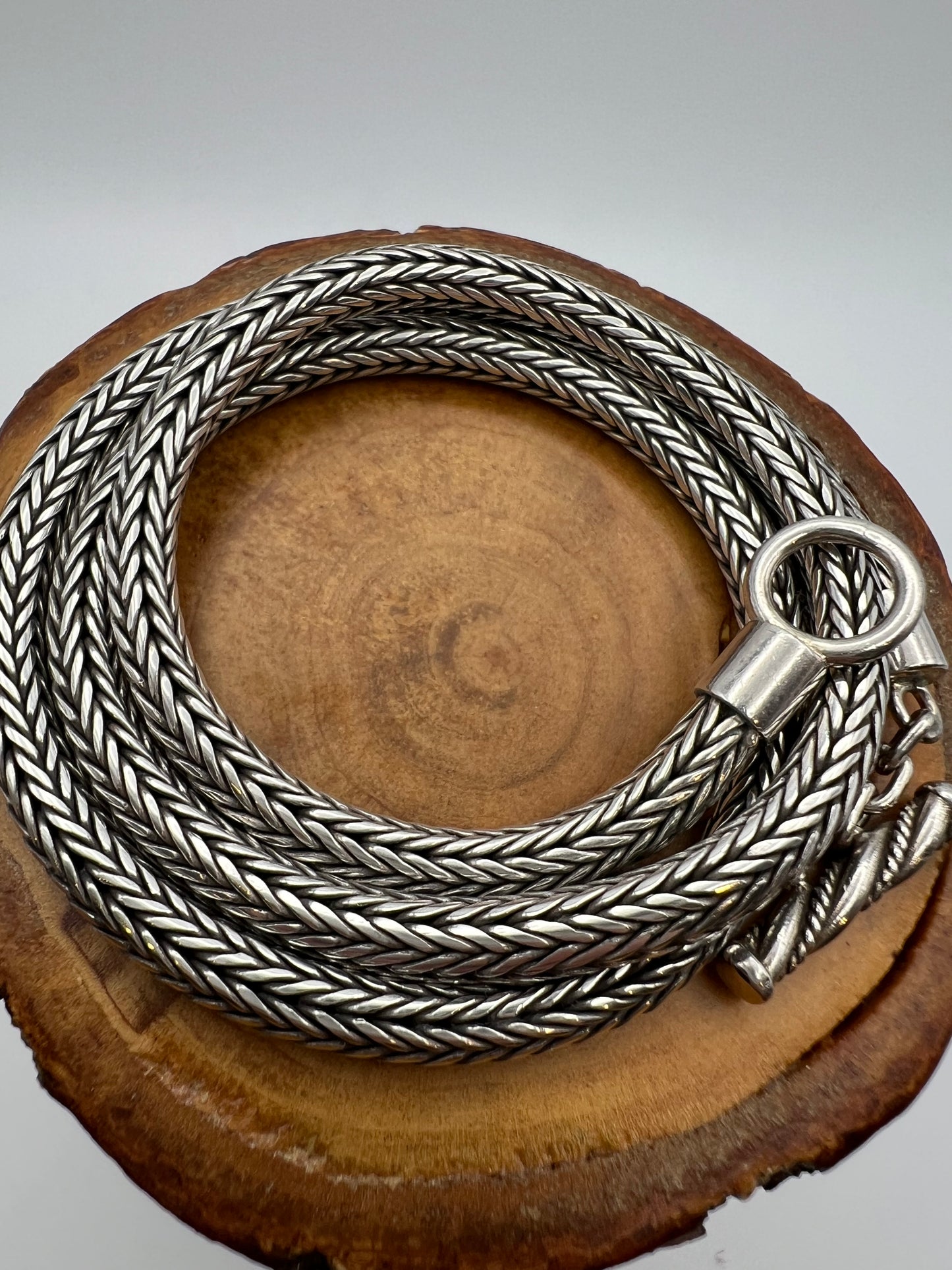18" Sterling Silver Wheat Chain with Red Stone and Sterling Silver Pendant
