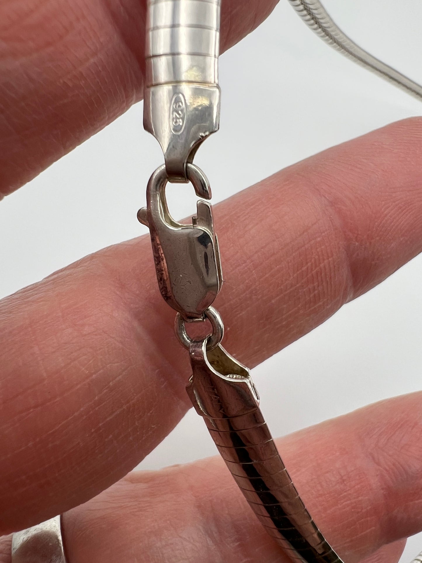 Vintage Sterling Silver Chunky Omega Chain 17” Necklace 27.9g