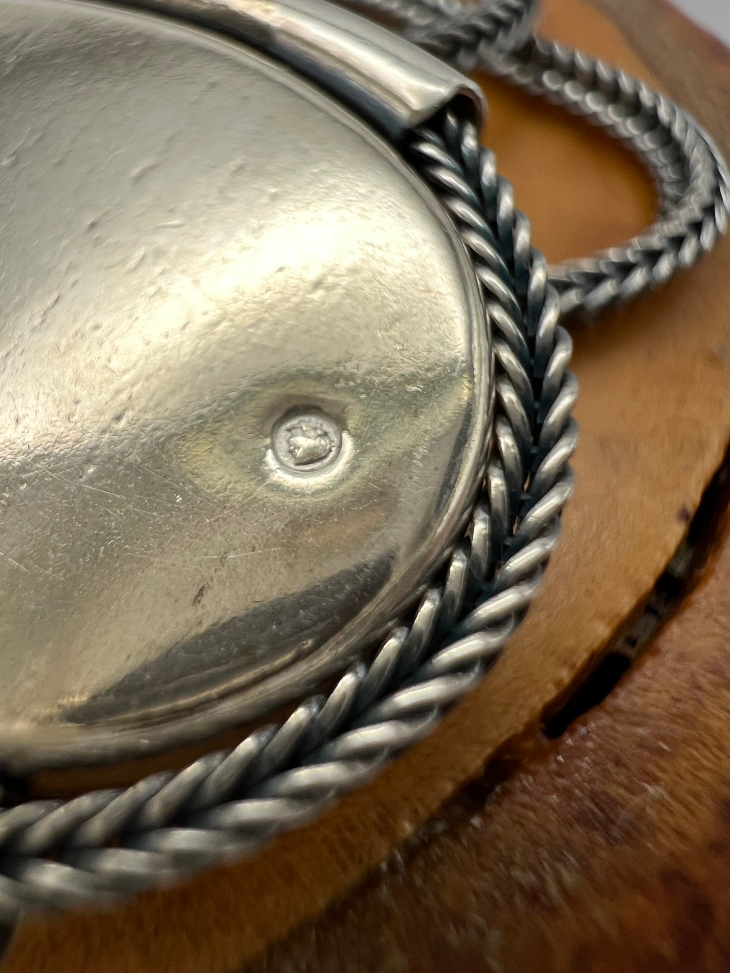 Vintage Sterling Silver Foxtail Necklace with Inlaid Hematite Pendant.