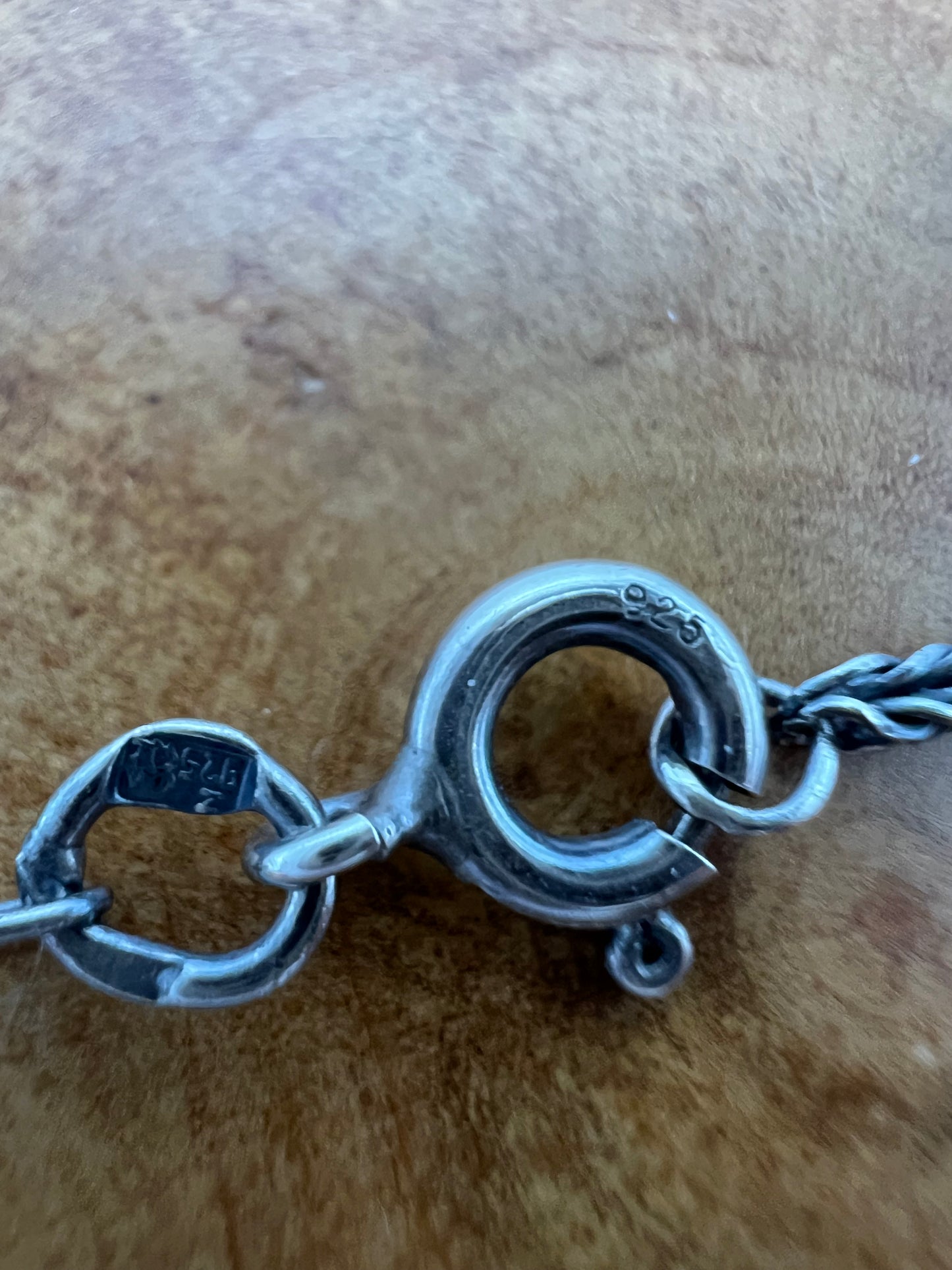 Vintage Sterling Silver Foxtail Necklace with Inlaid Hematite Pendant.