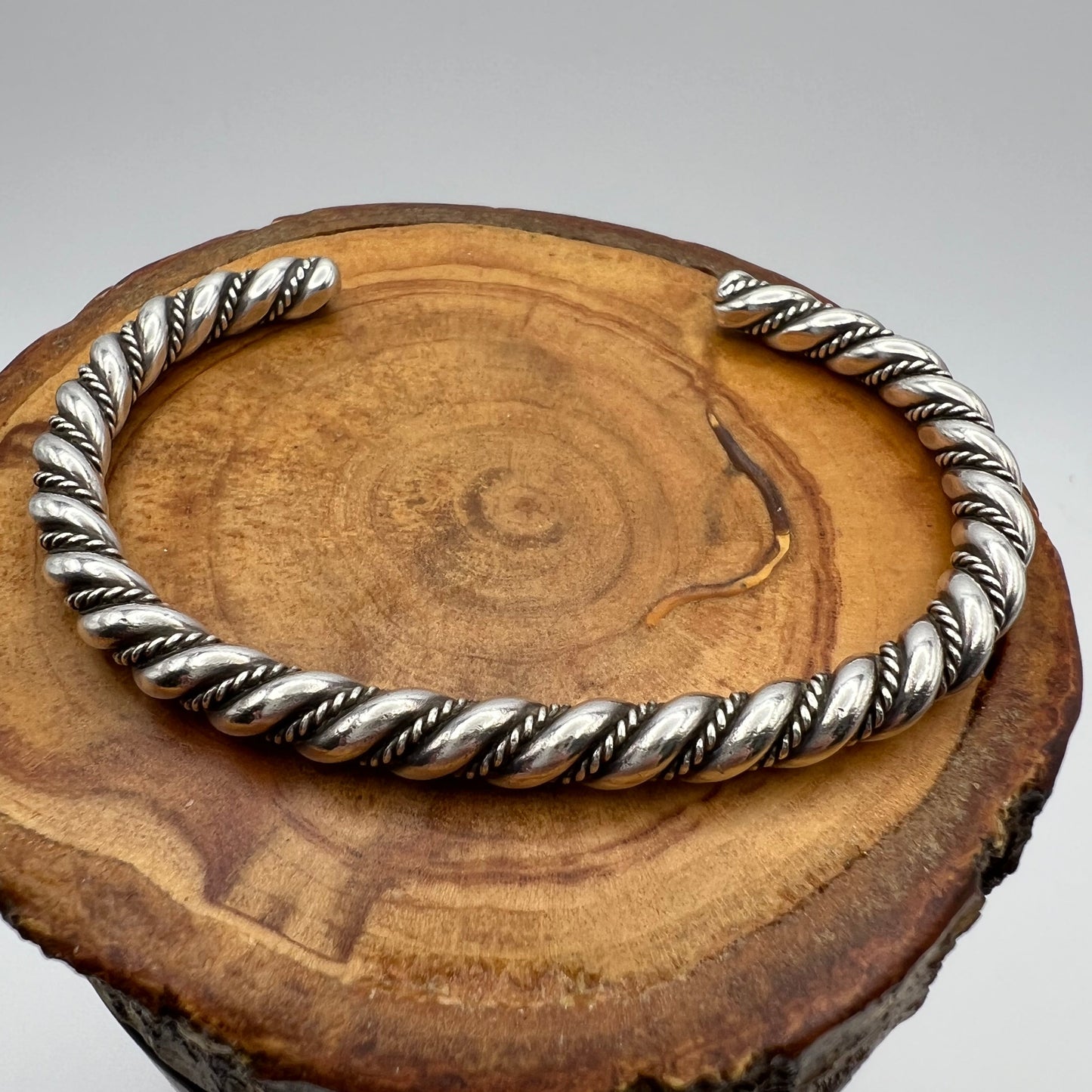 Vintage Sterling Silver Twisted Bangle Bracelet