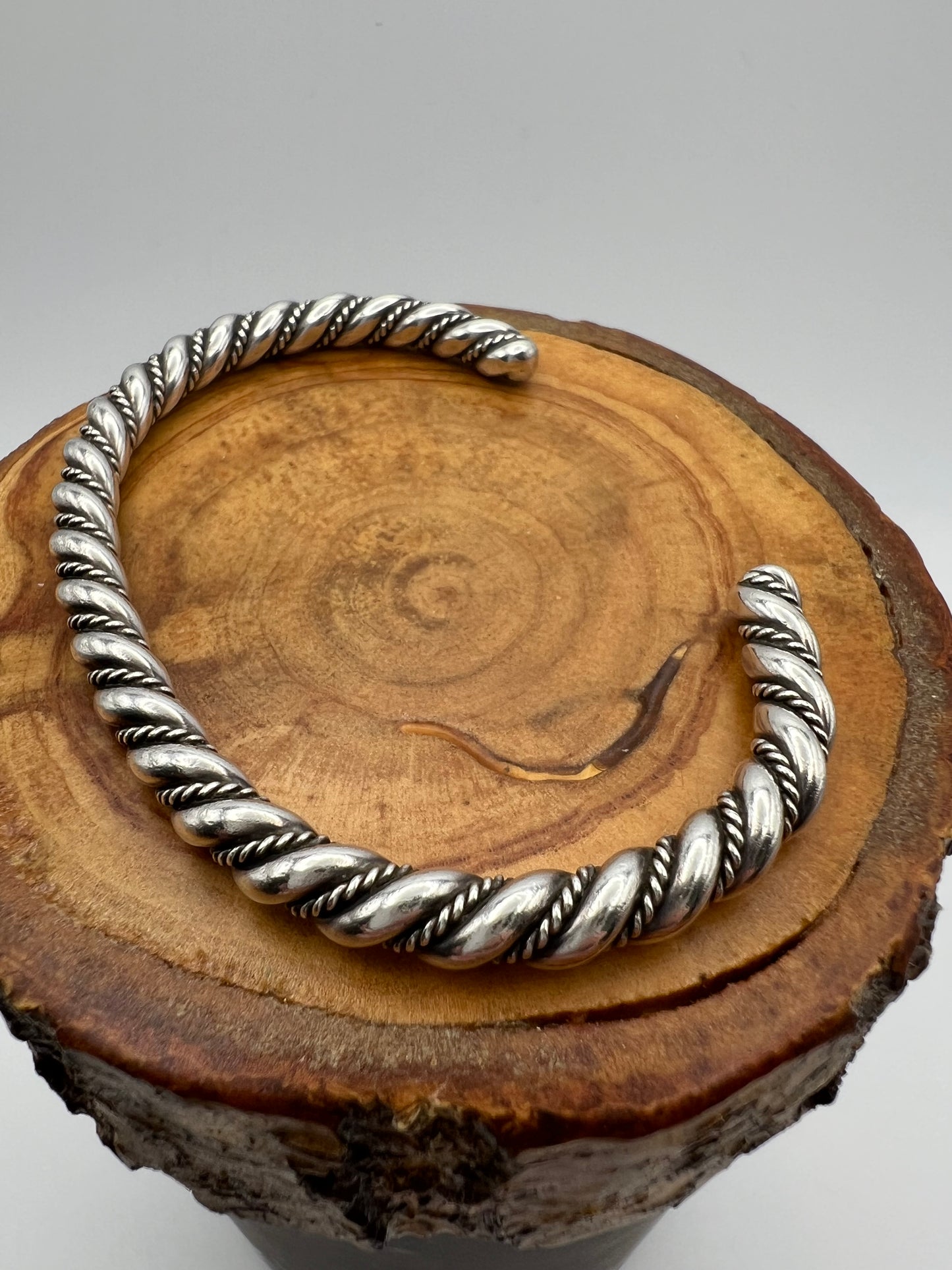Vintage Sterling Silver Twisted Bangle Bracelet