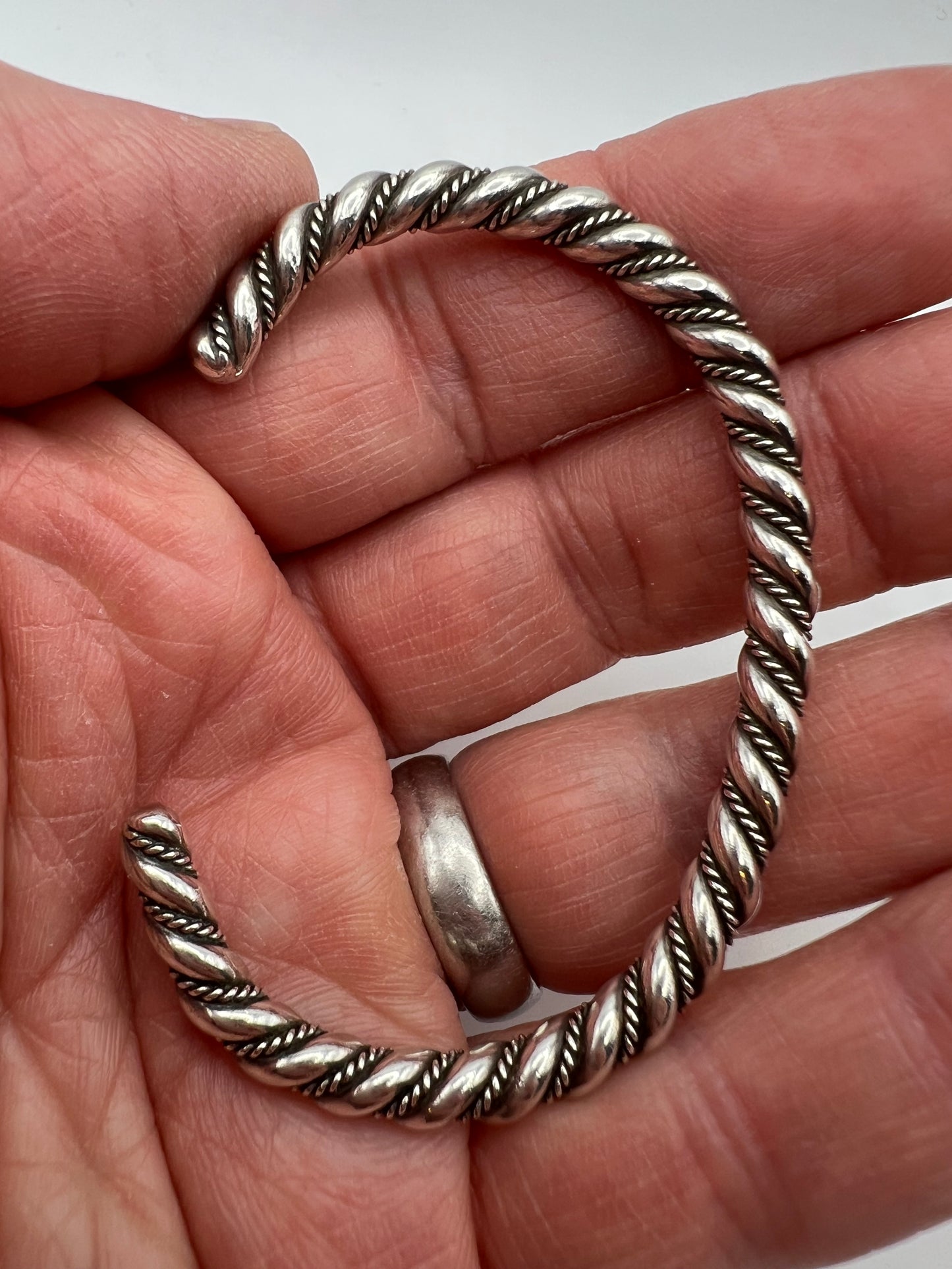 Vintage Sterling Silver Twisted Bangle Bracelet