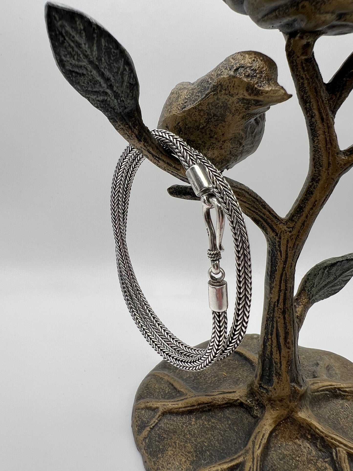 17" Silver Foxtail Necklace w/ Fishhook Clasp - 5mm Width