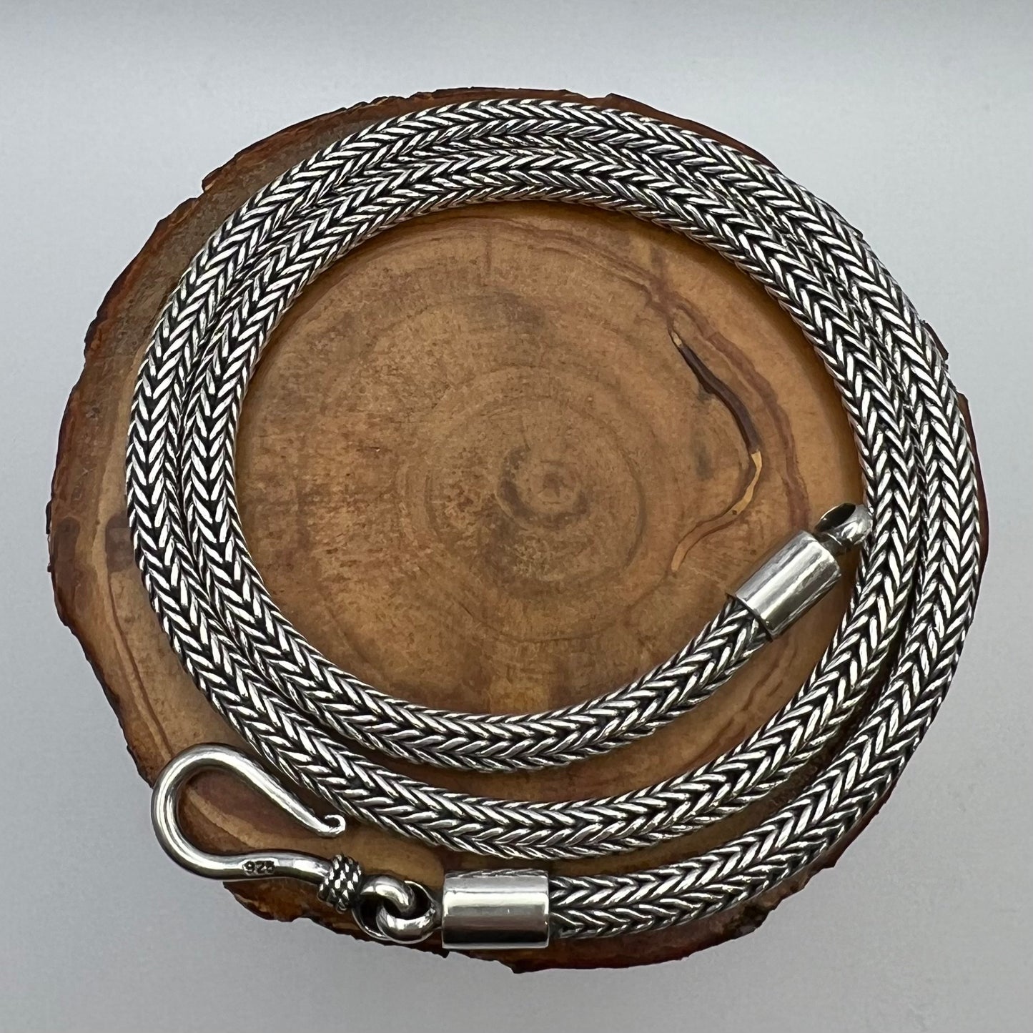 17" Silver Foxtail Necklace w/ Fishhook Clasp - 5mm Width