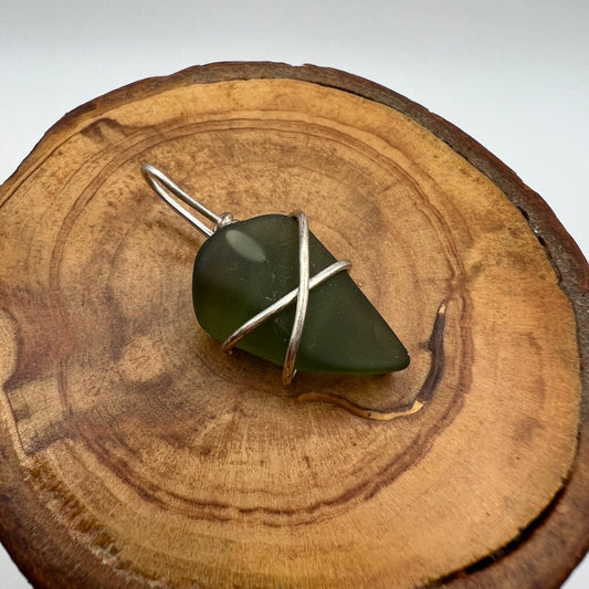 Sea Glass Pendant (Small) Olive Green