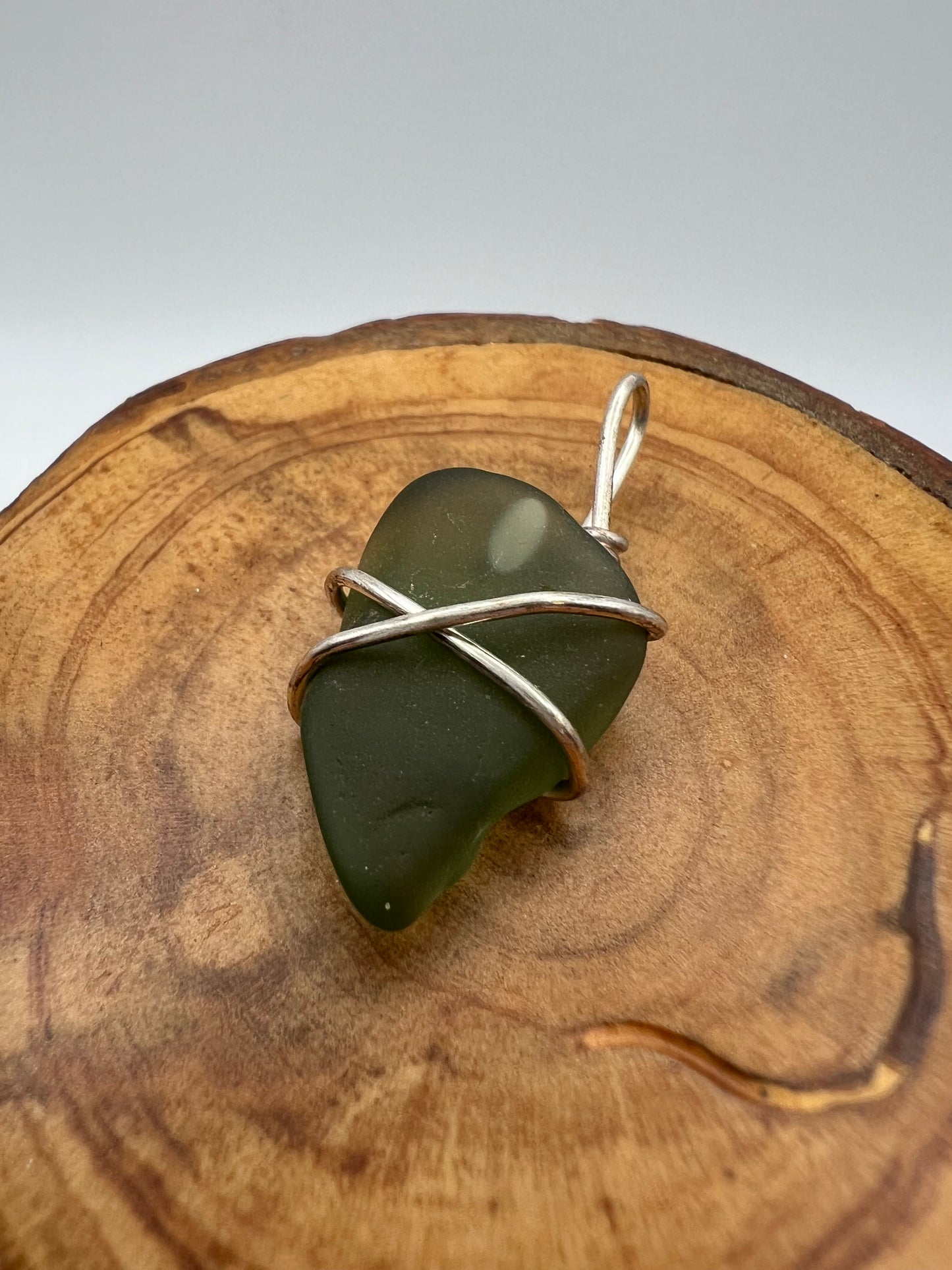 Sea Glass Pendant (Small) Olive Green