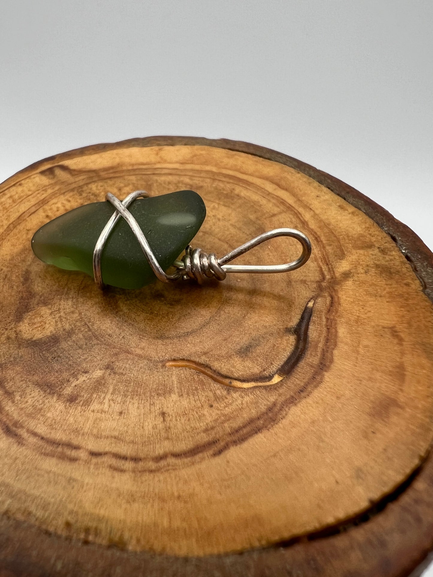 Sea Glass Pendant (Small) Olive Green