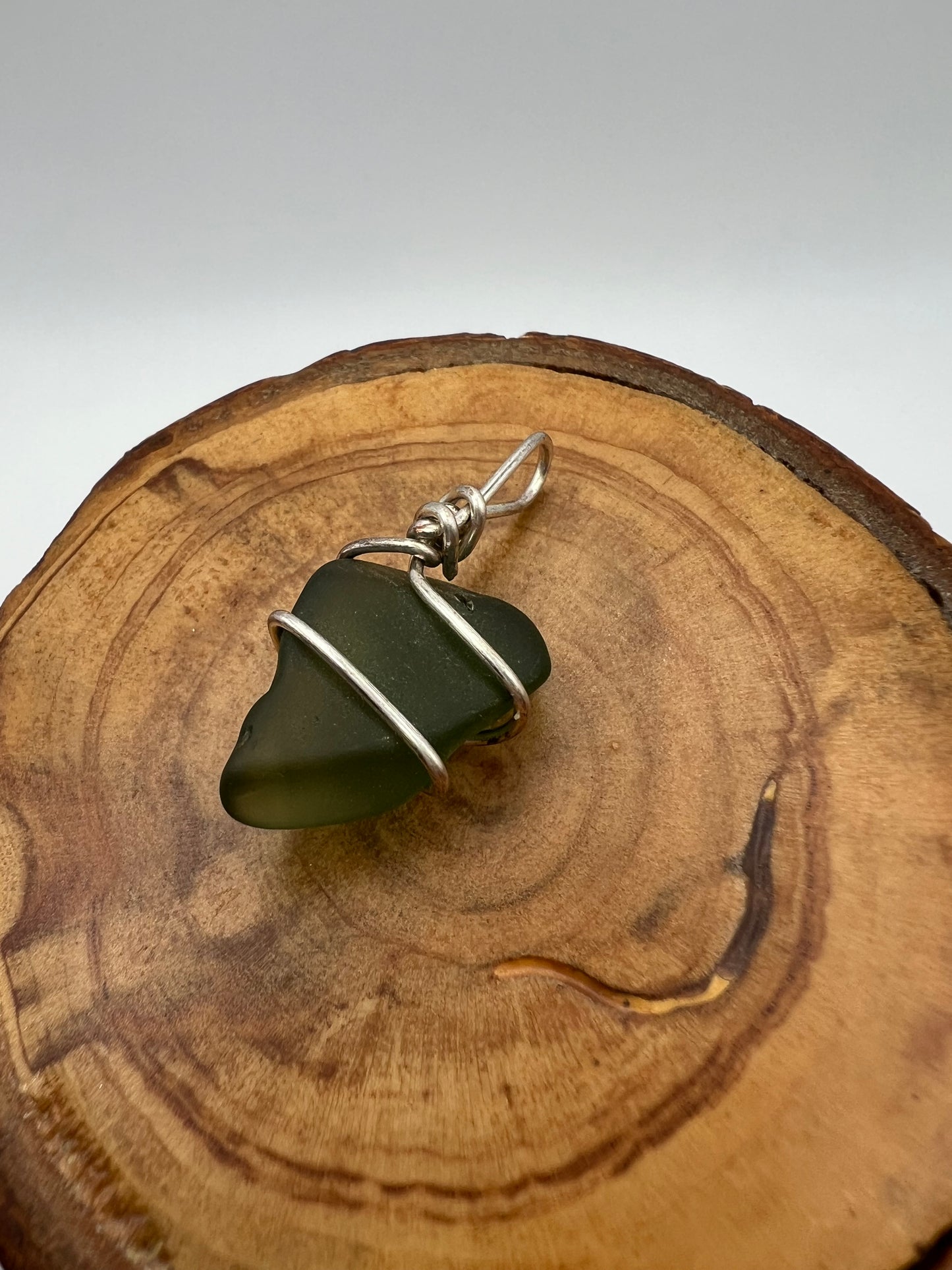 Sea Glass Pendant (Small) Olive Green