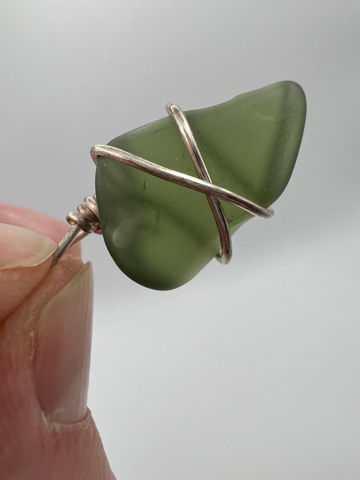 Sea Glass Pendant (Small) Olive Green