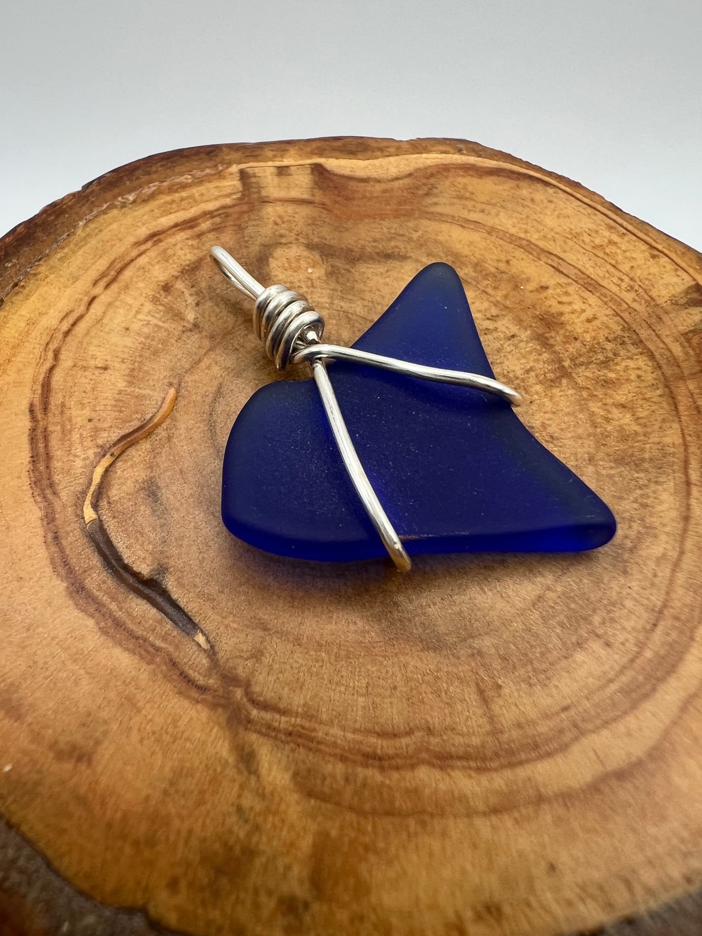 Sea Glass Pendant (Medium) Cobalt Blue