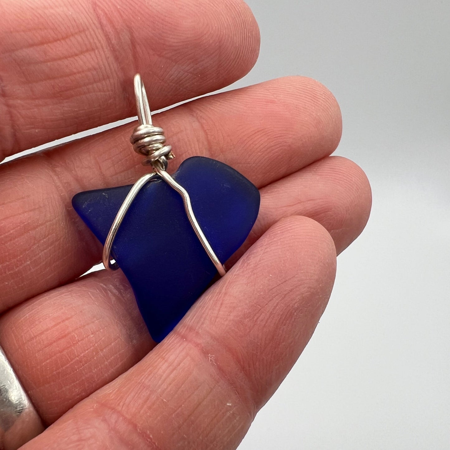 Sea Glass Pendant (Medium) Cobalt Blue