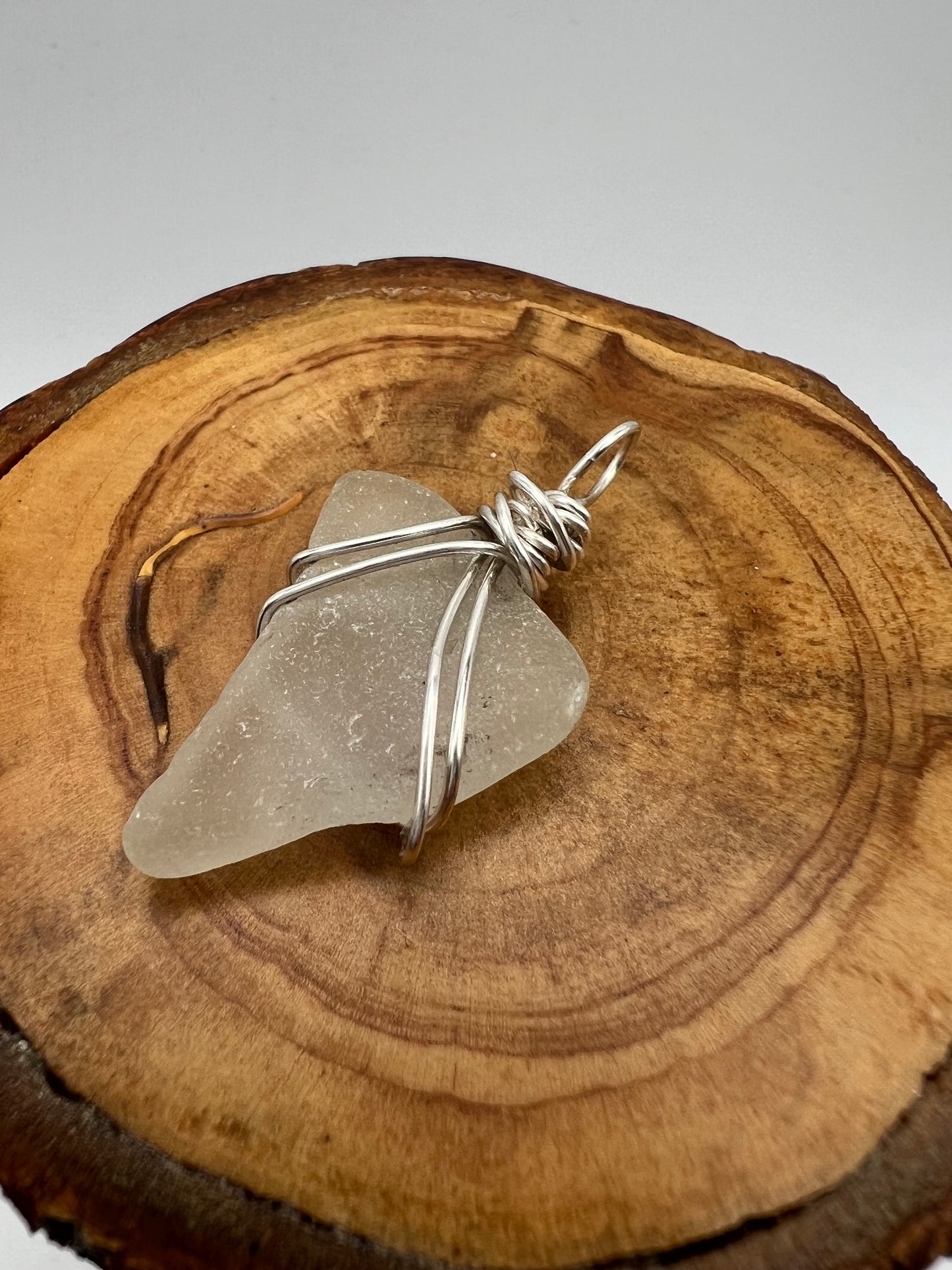 Sea Glass Pendant (Small) White/ Clear