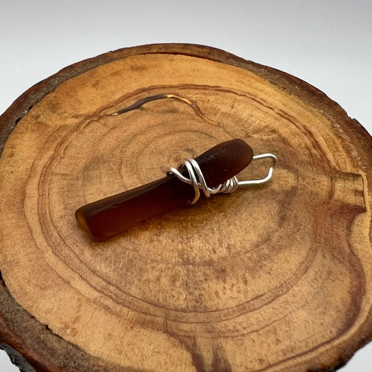 Sea Glass Pendant ( Small) Brown