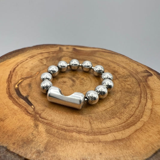 Sterling Silver Ball Chain Stacker Ring size 11 - 4mm
