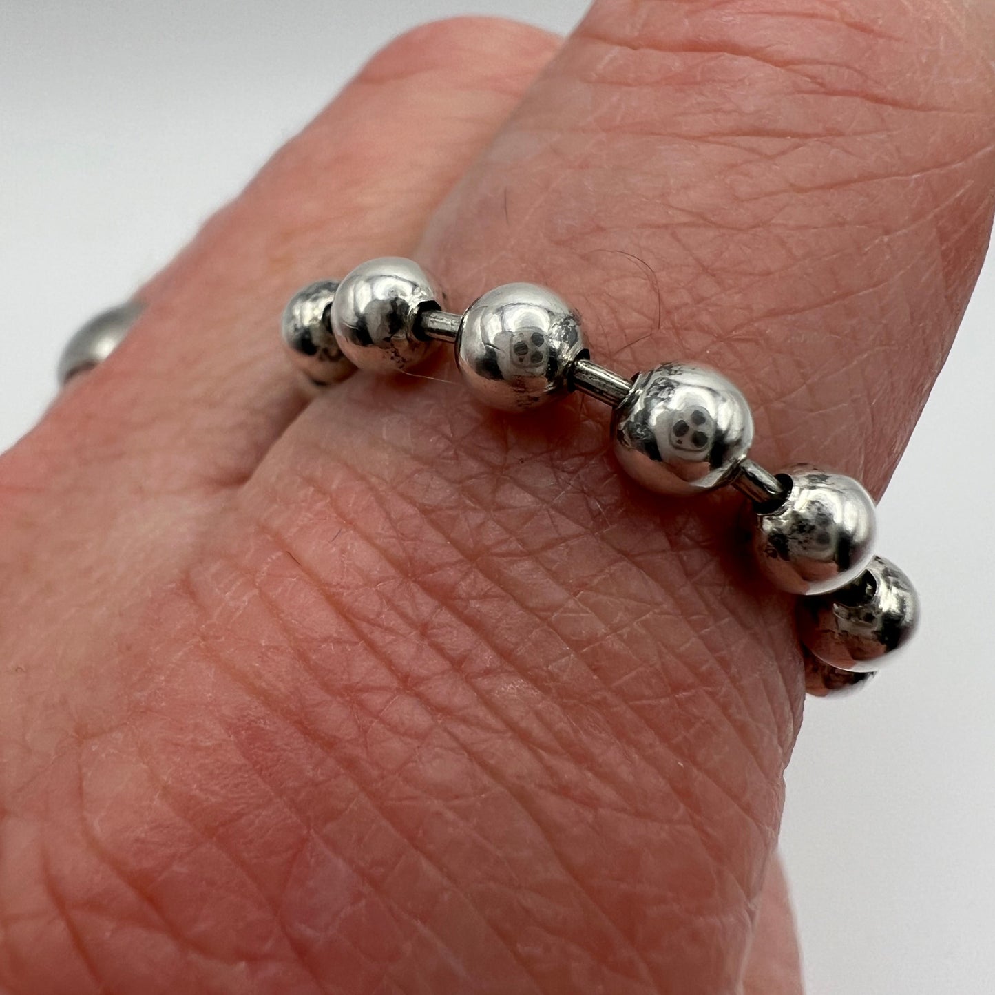 Sterling Silver Ball Chain Stacker Ring size 11 - 4mm