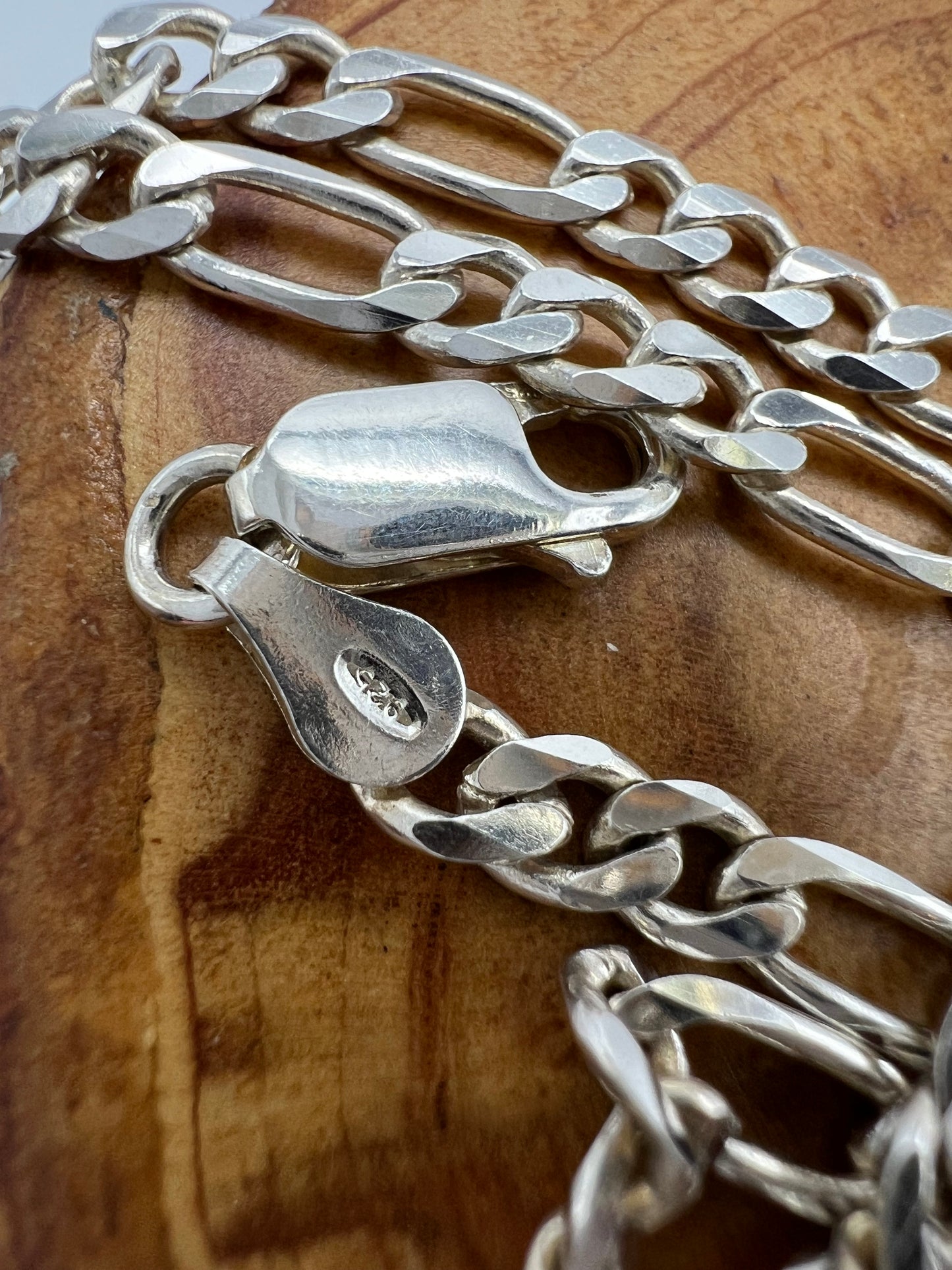 Classic Sterling Silver Figaro Chain Necklace 24” Made in Italy