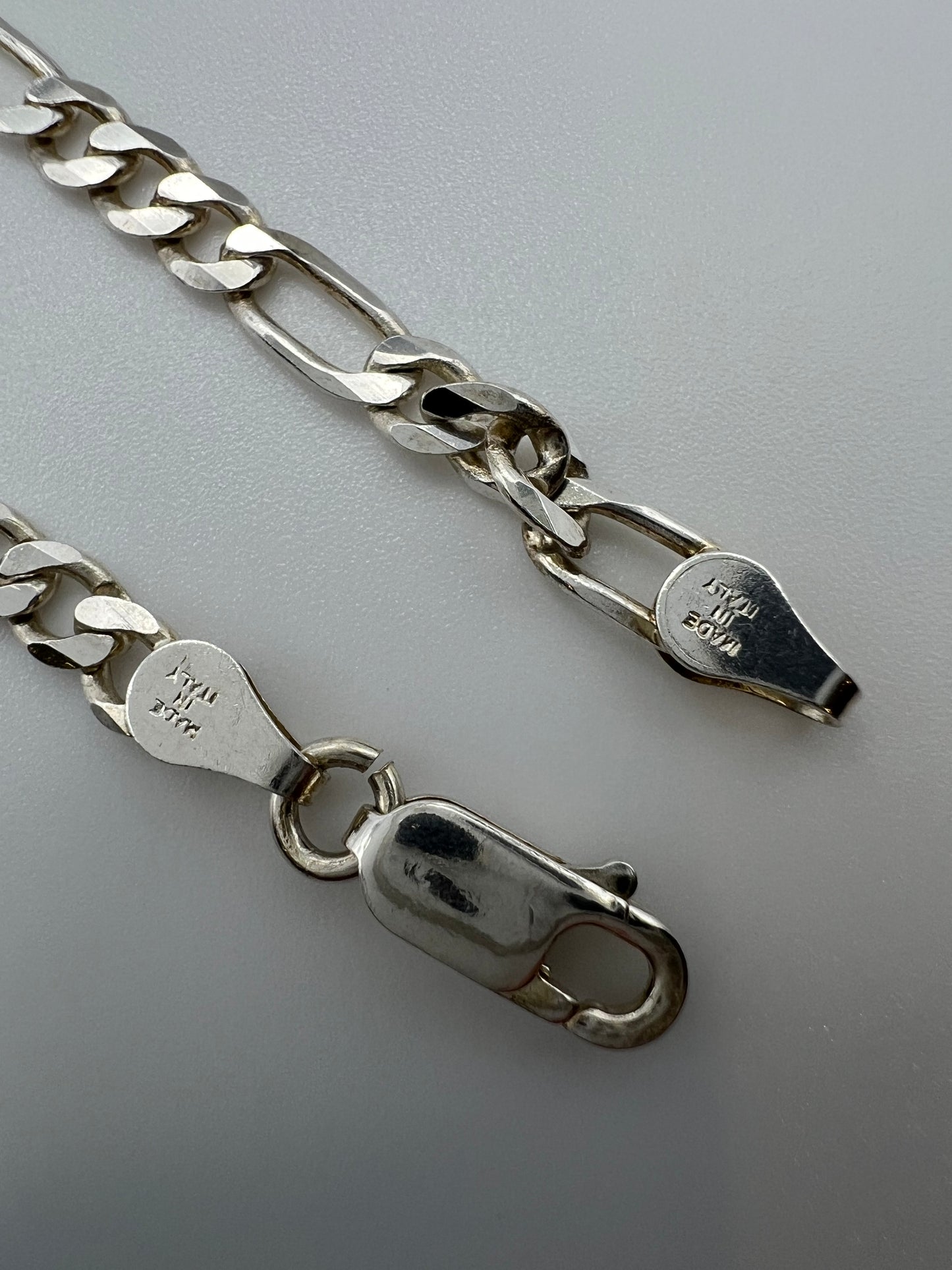 Classic Sterling Silver Figaro Chain Necklace 24” Made in Italy
