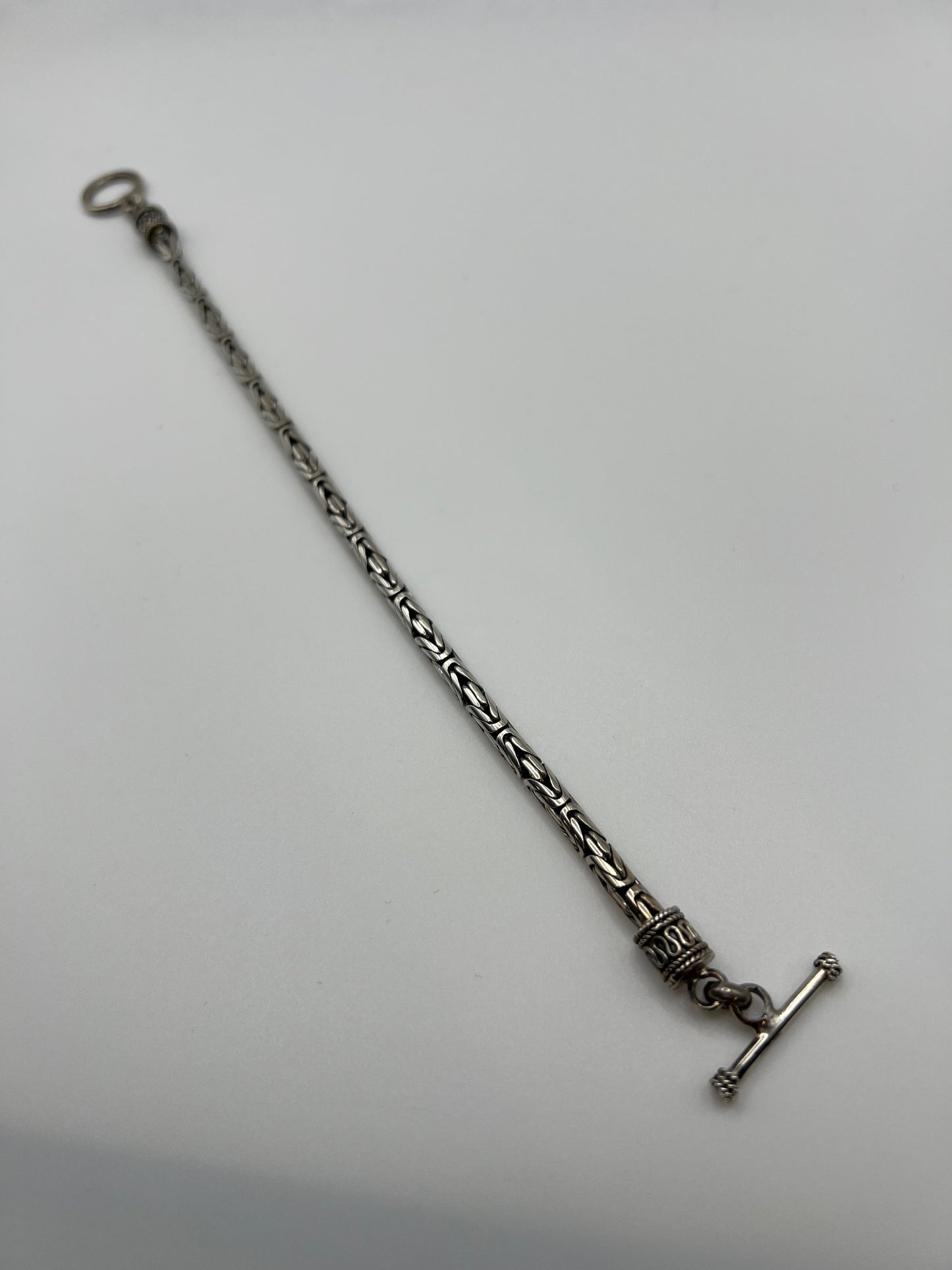 Vintage Sterling Silver Byzantine/ Bali Style Bracelet 9”