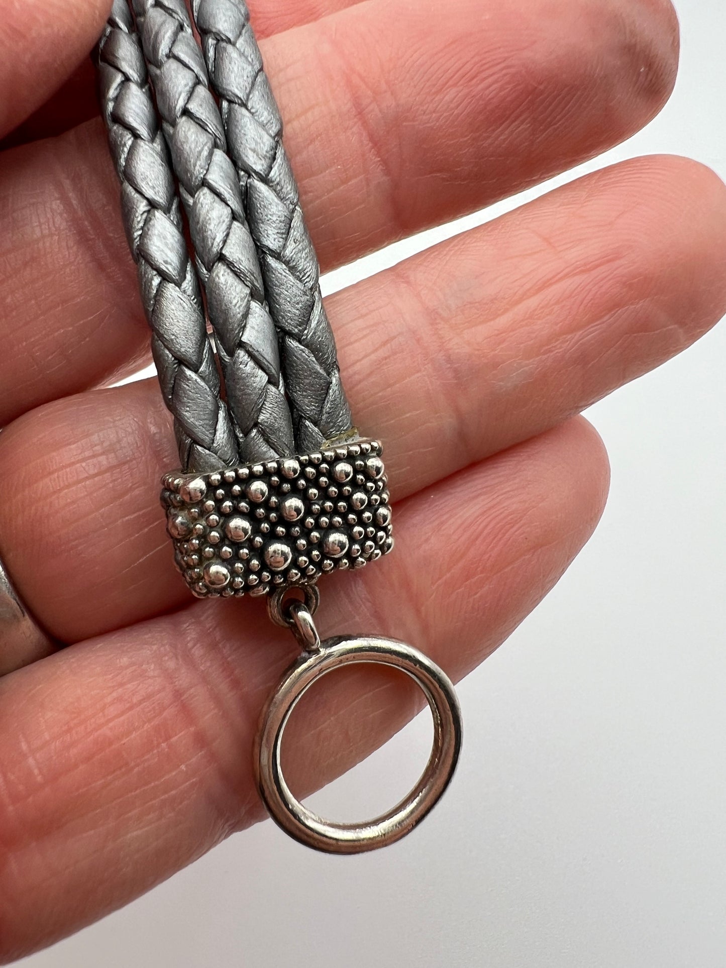 Michael Dawkins - 7” Sterling Silver and Braided Leather Bracelet