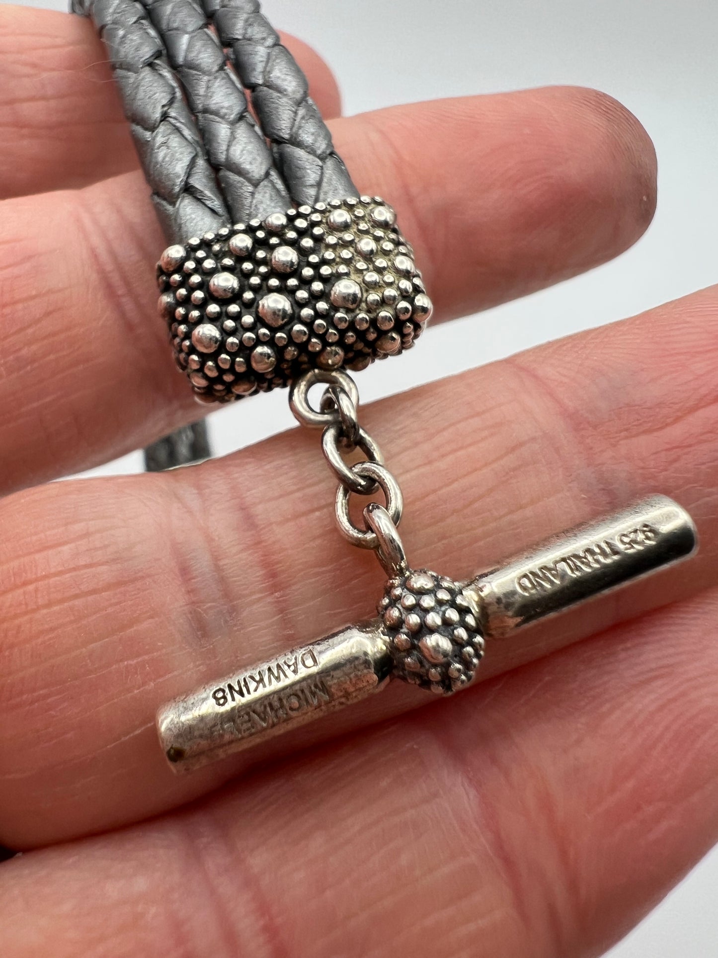 Michael Dawkins - 7” Sterling Silver and Braided Leather Bracelet