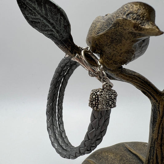 Michael Dawkins - 7” Sterling Silver and Braided Leather Bracelet